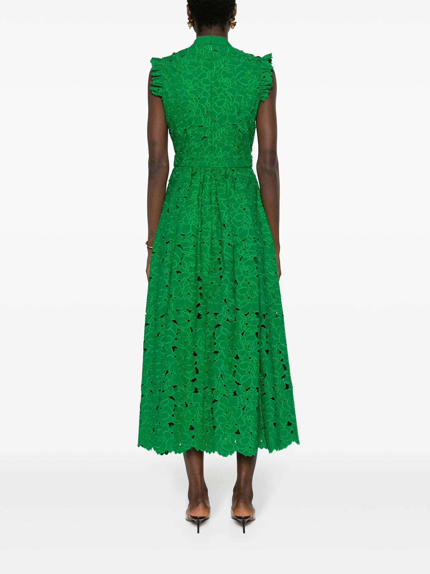 broderie-anglaise flared midi dress