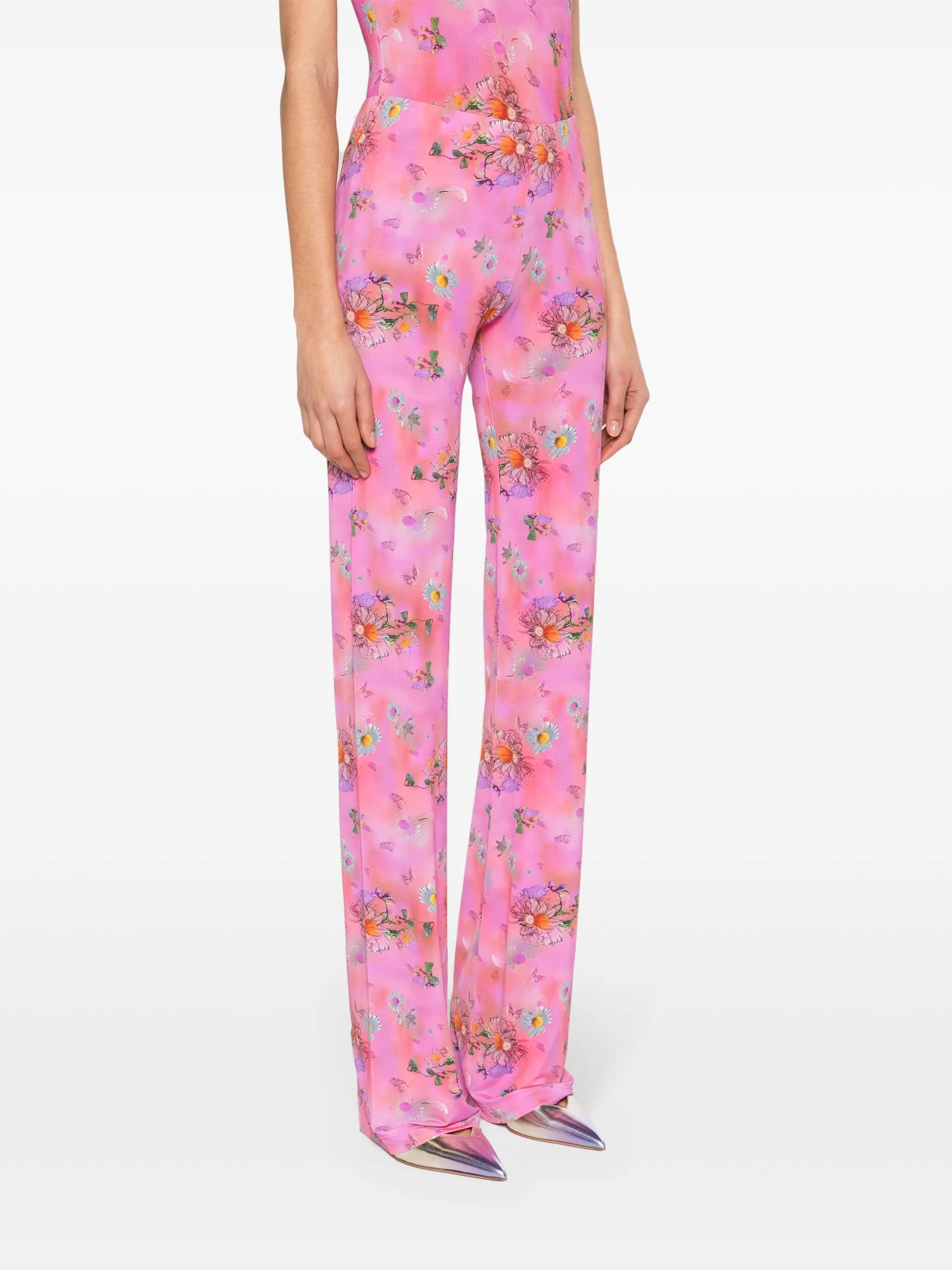 Jaz floral-print flared trousers