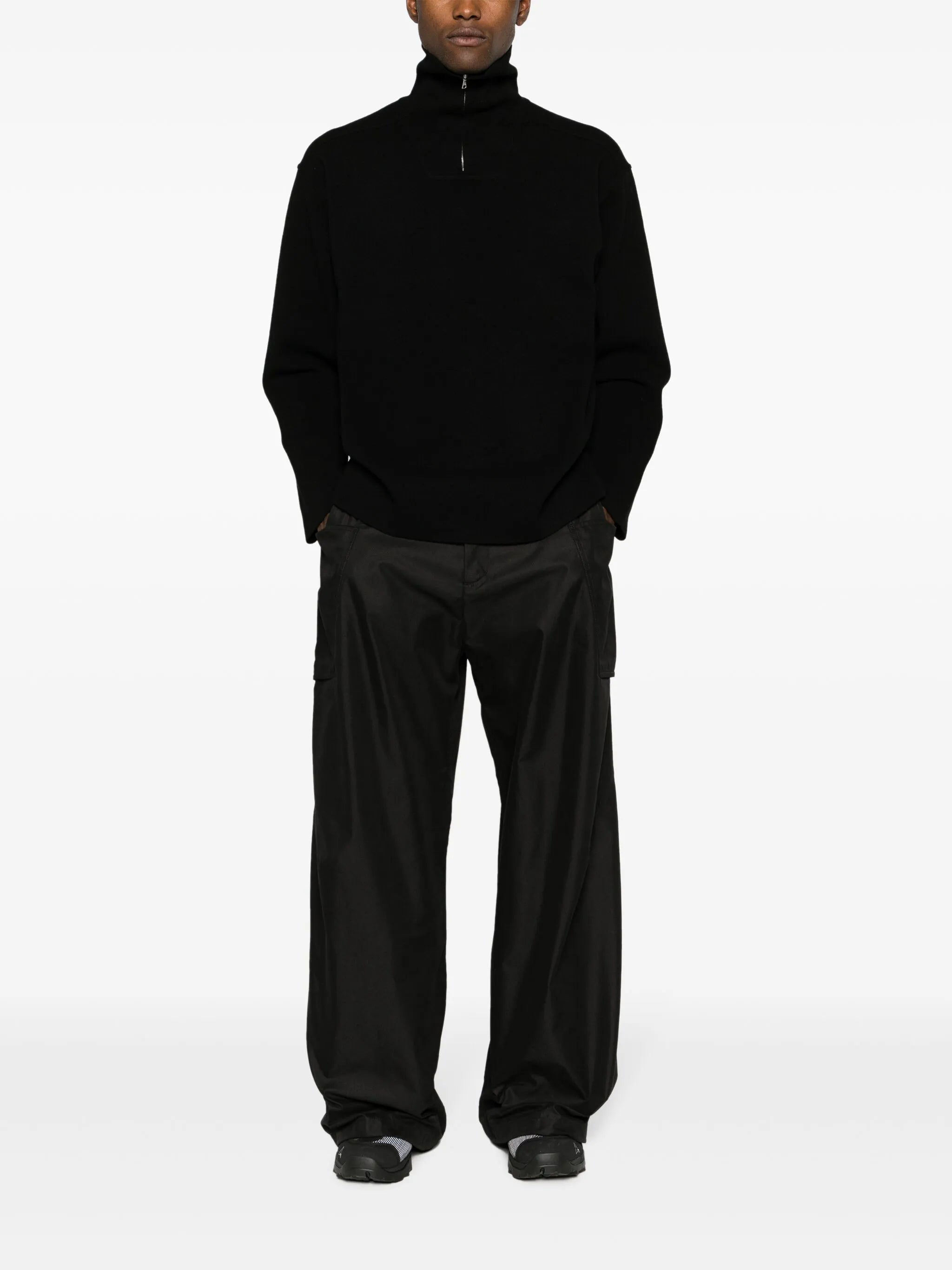 panelled high-neck sweatshirt