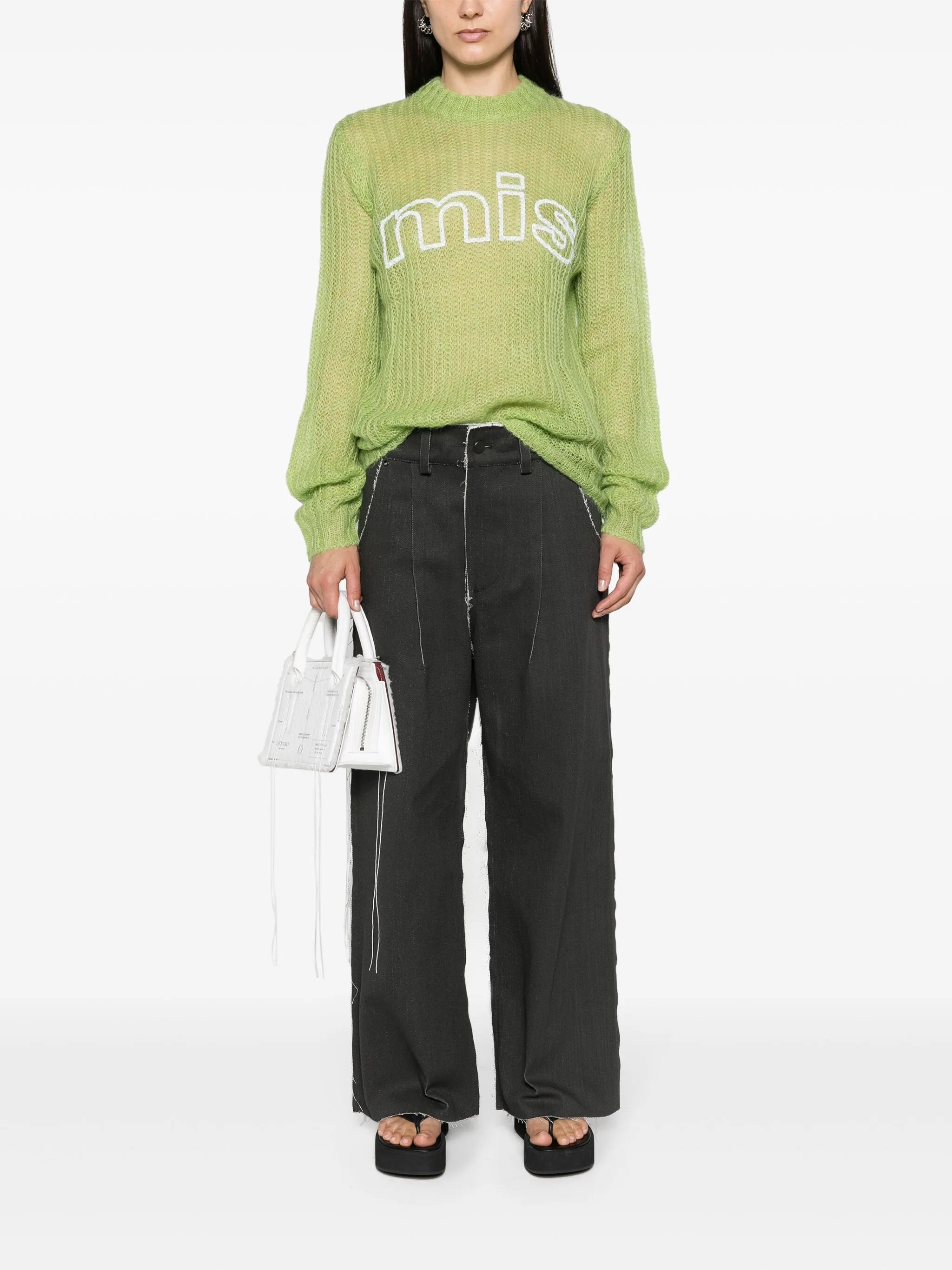 logo-print brushed jumper