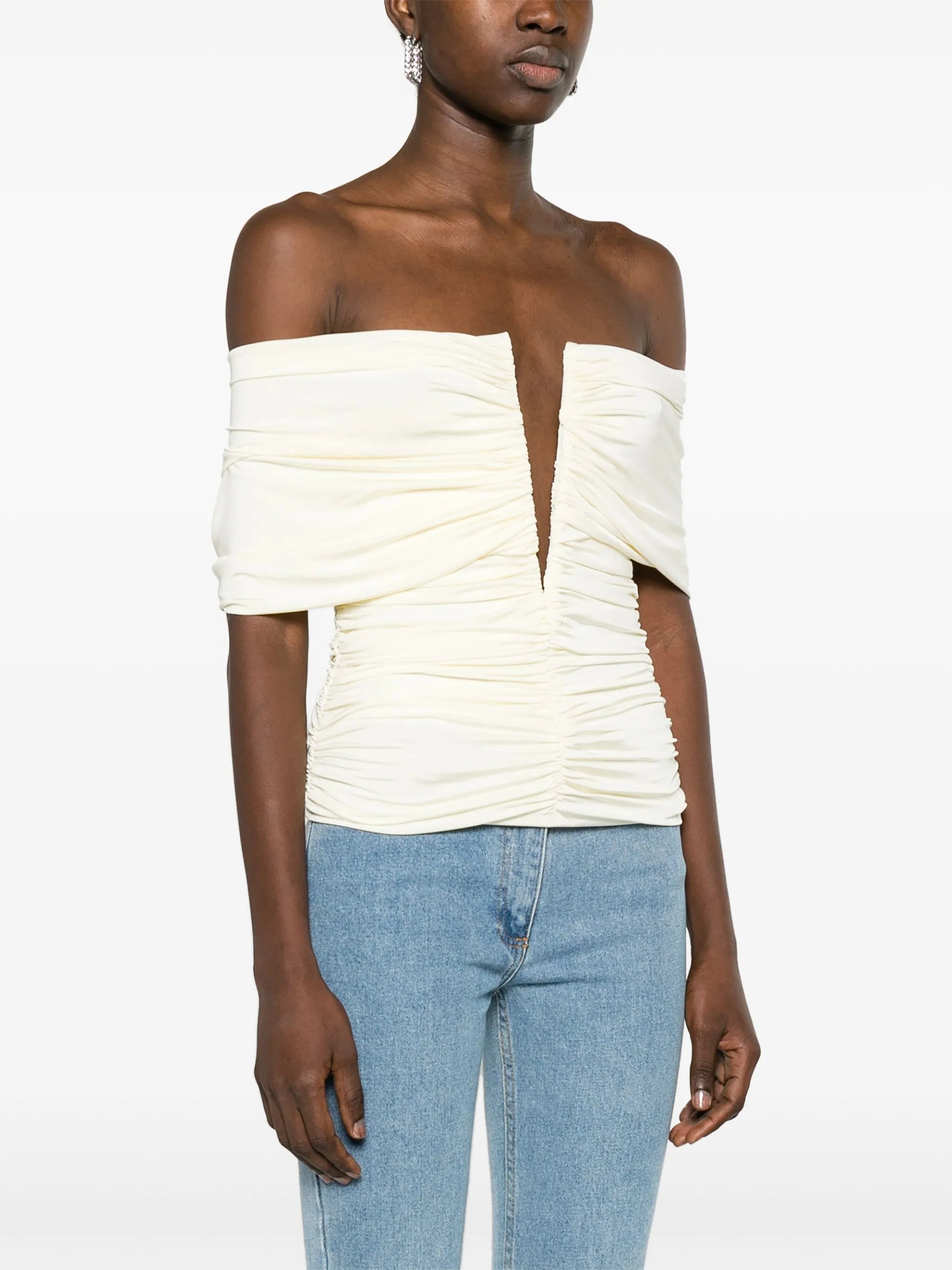 off-shoulder ruched top