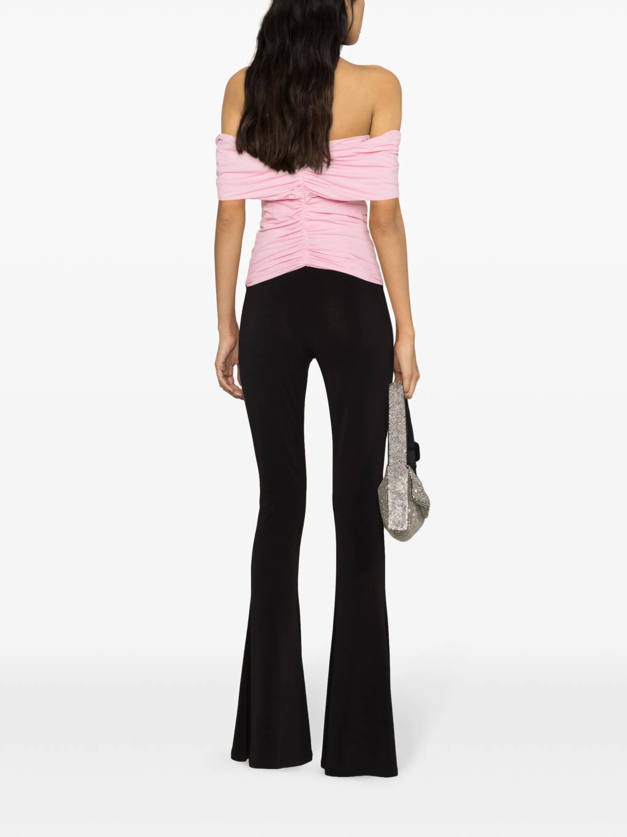 rose-appliqué ruched top