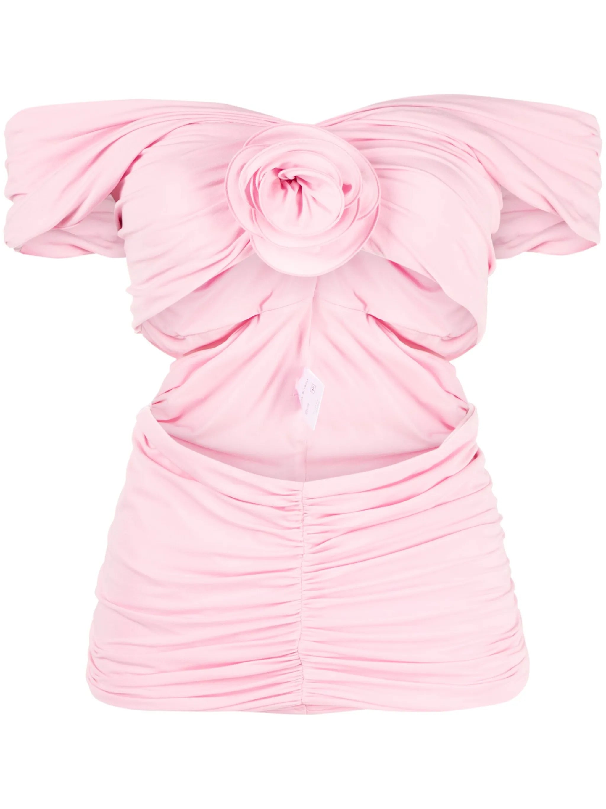 rose-appliqué ruched top