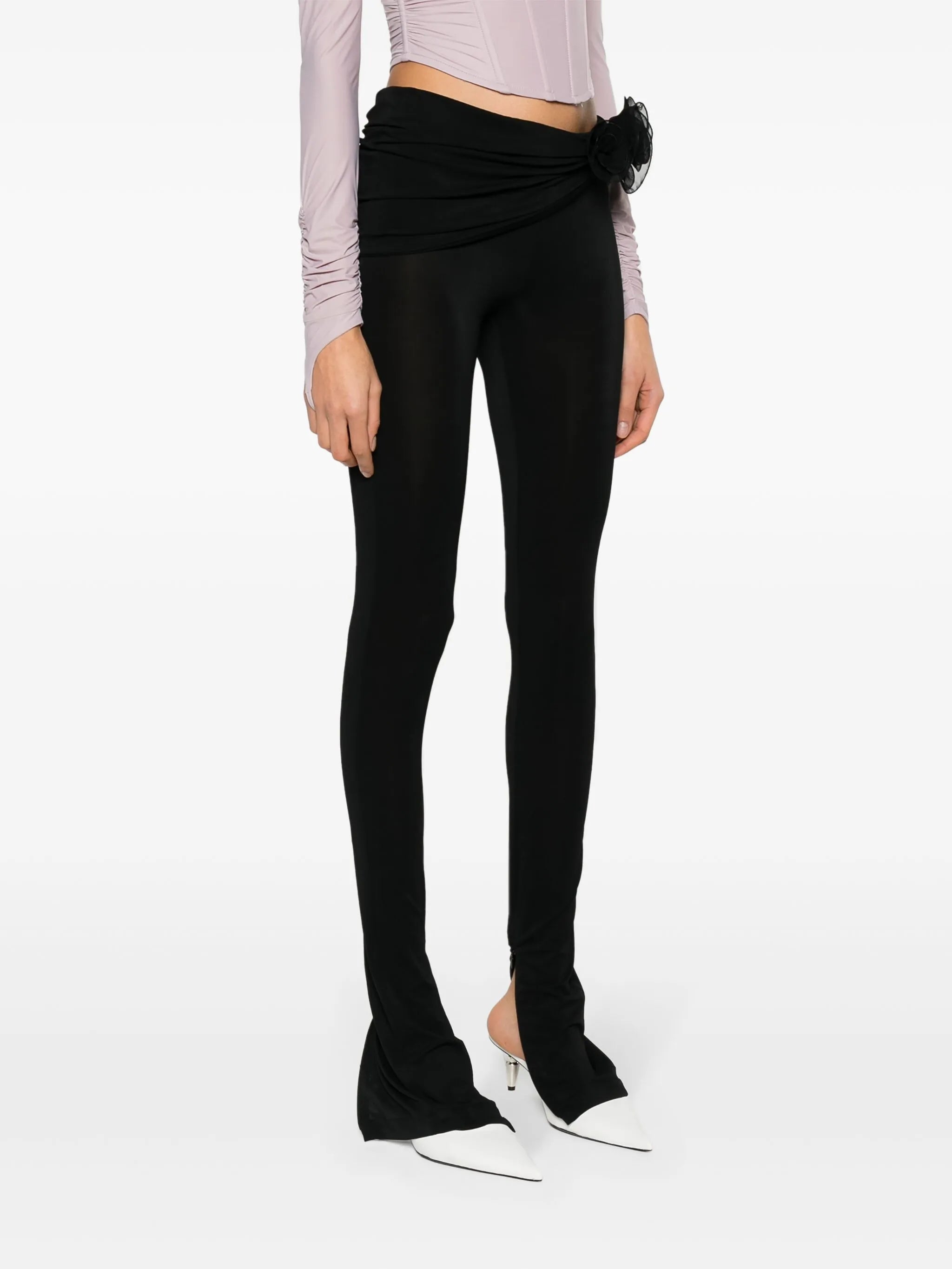 floral-appliqué sash leggings