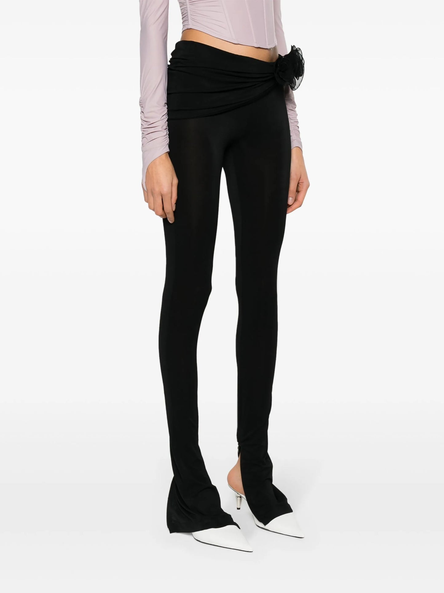 floral-appliqué sash leggings