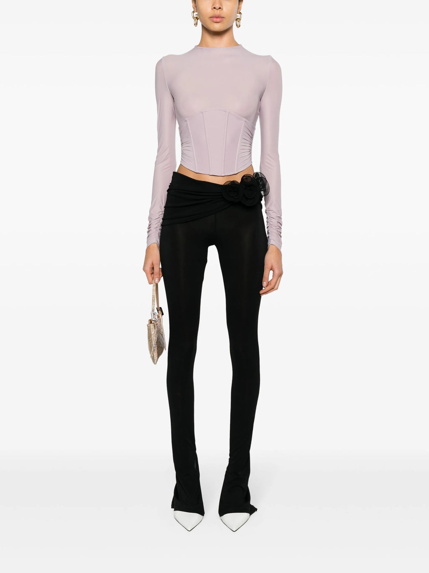 floral-appliqué sash leggings