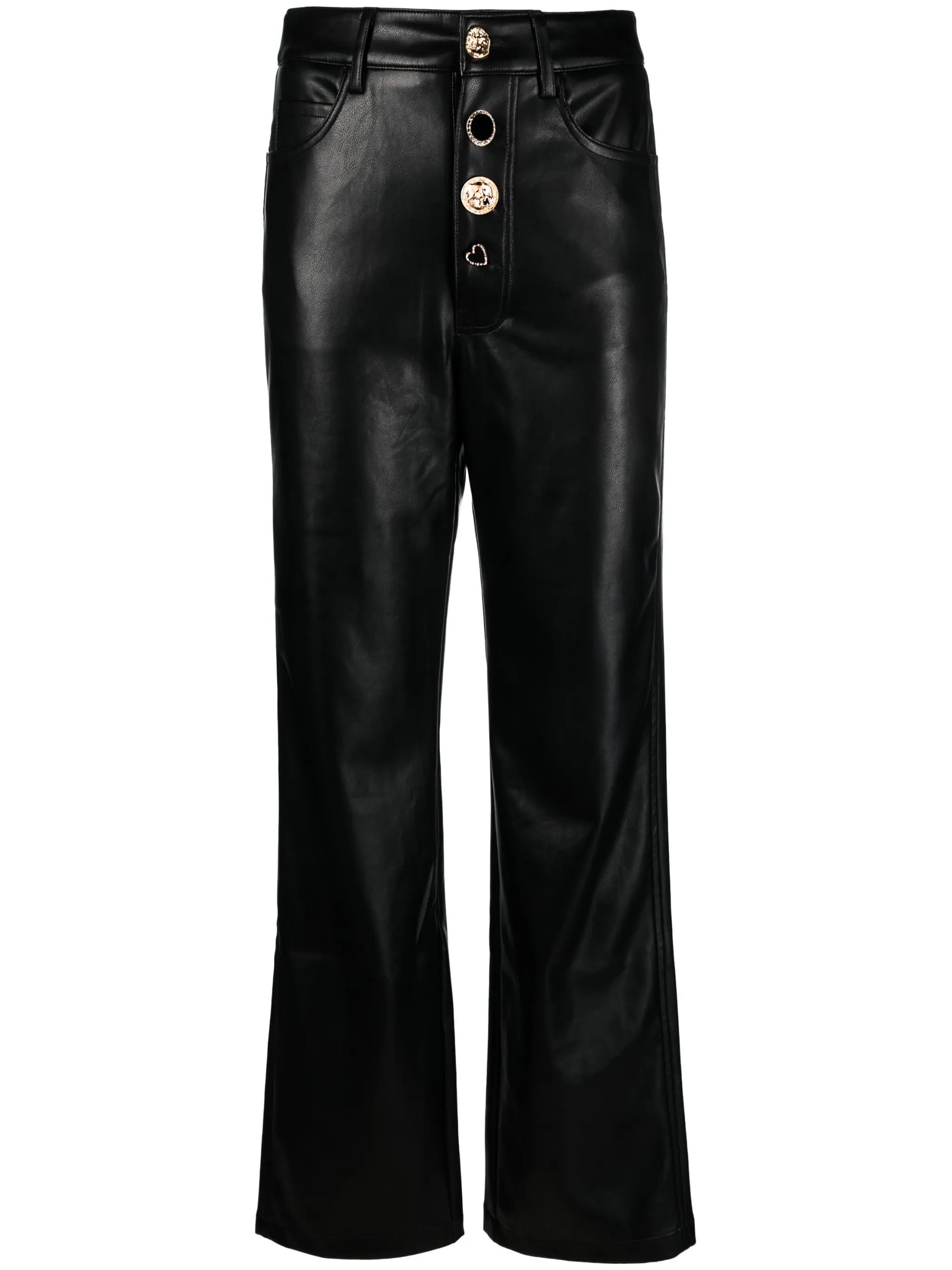 button-embellished high-waist trousers