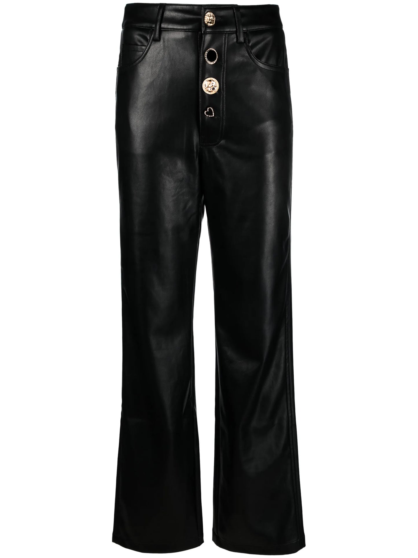 button-embellished high-waist trousers