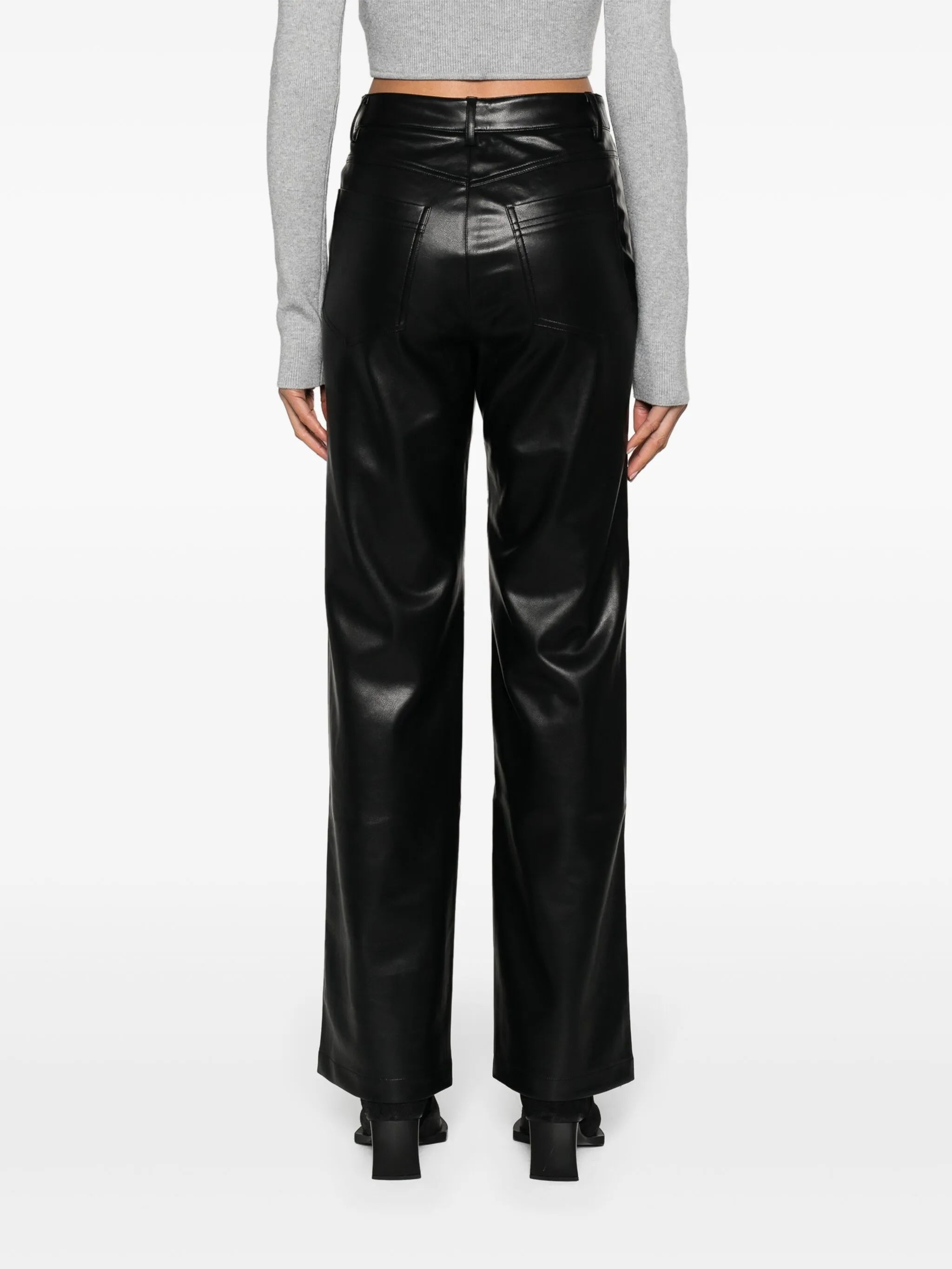 button-embellished high-waist trousers