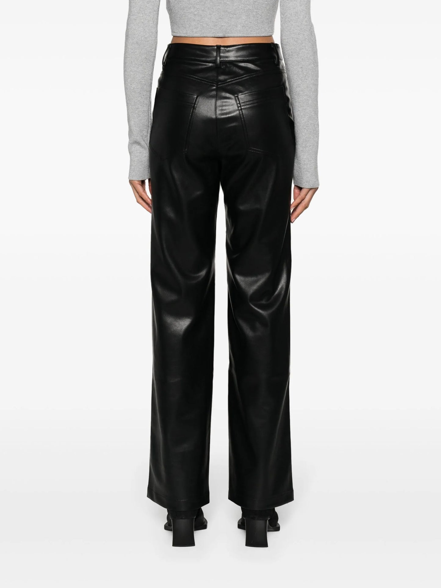 button-embellished high-waist trousers