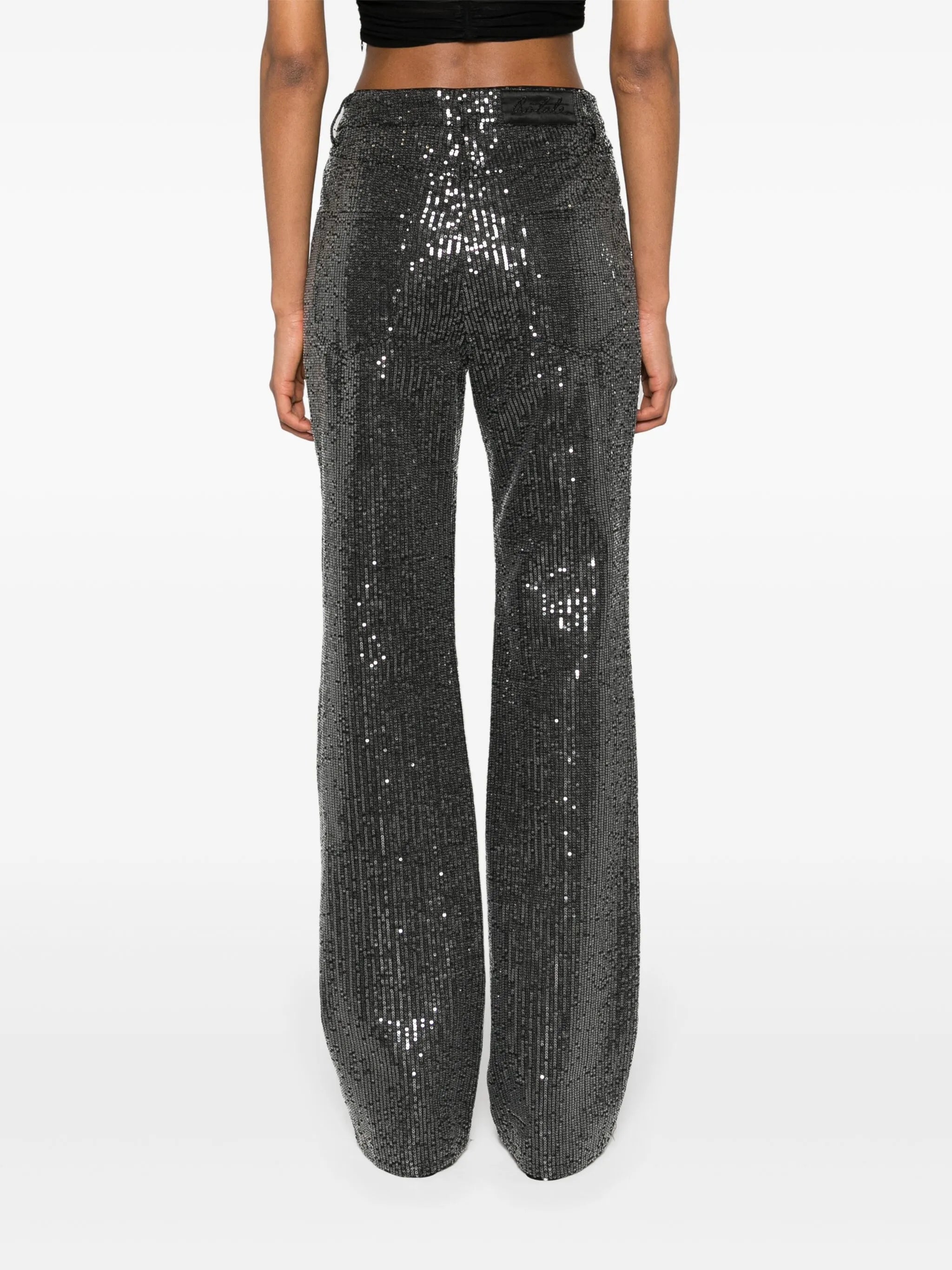 high-waisted sequin-embellished jeans