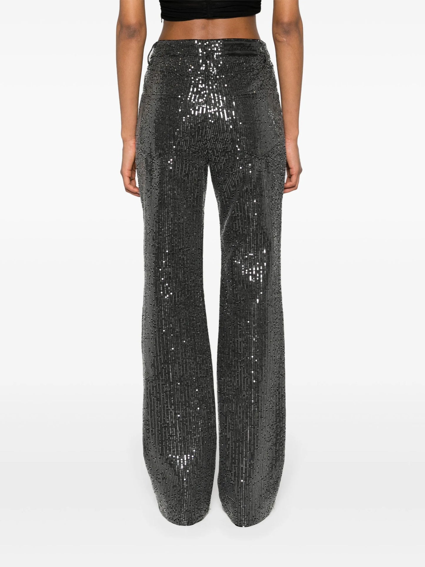 high-waisted sequin-embellished jeans