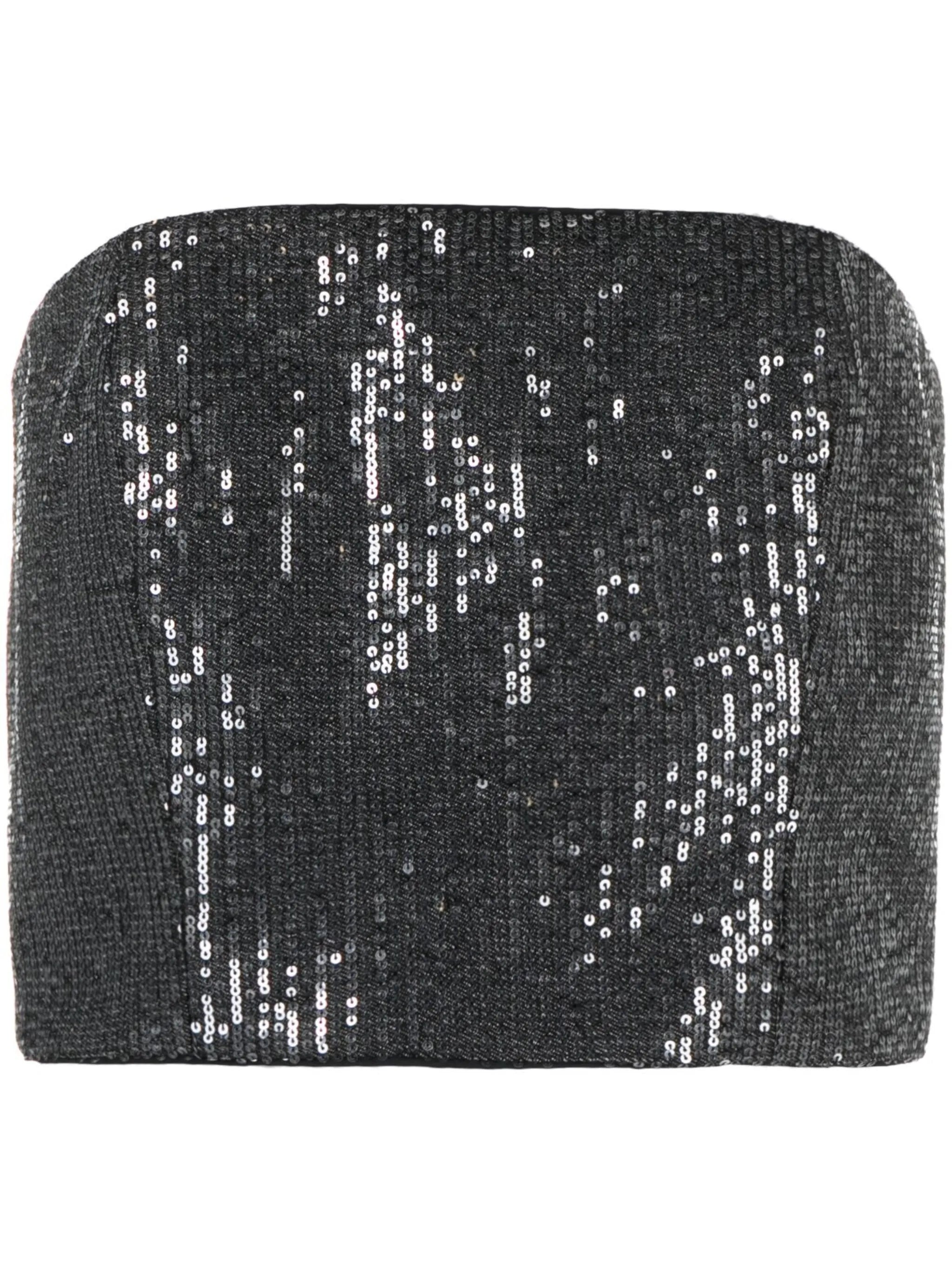 sequin-embellished strapless crop top