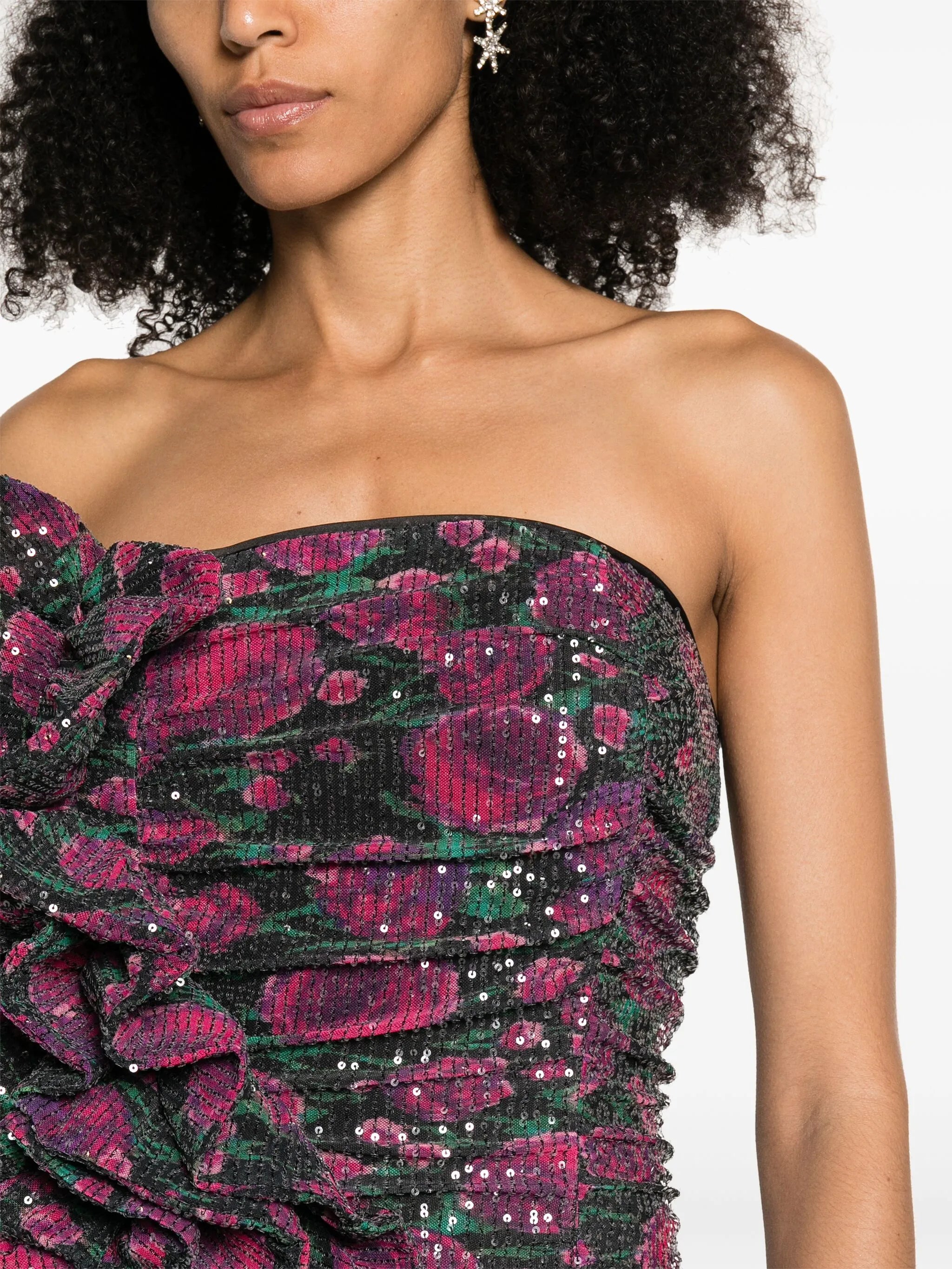 sequinned ruffle-trim minidress