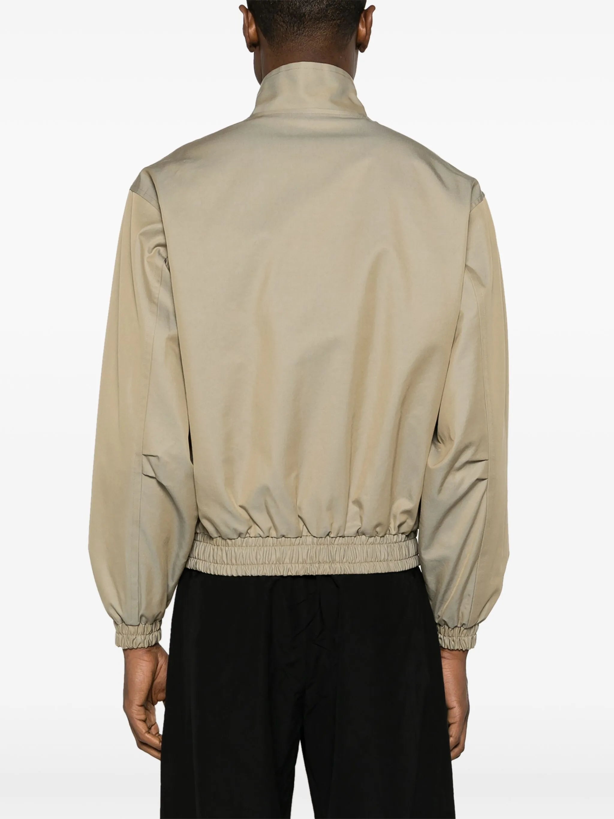 mock-neck zip-up bomber jacket