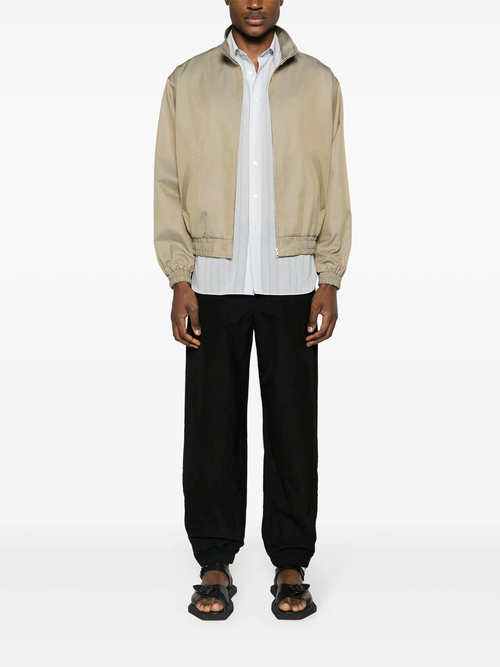 mock-neck zip-up bomber jacket