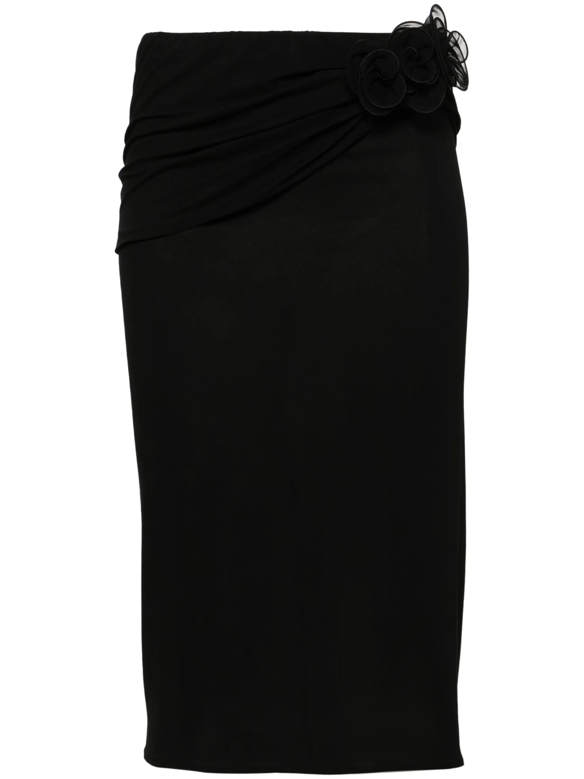 floral-appliqué pencil skirt