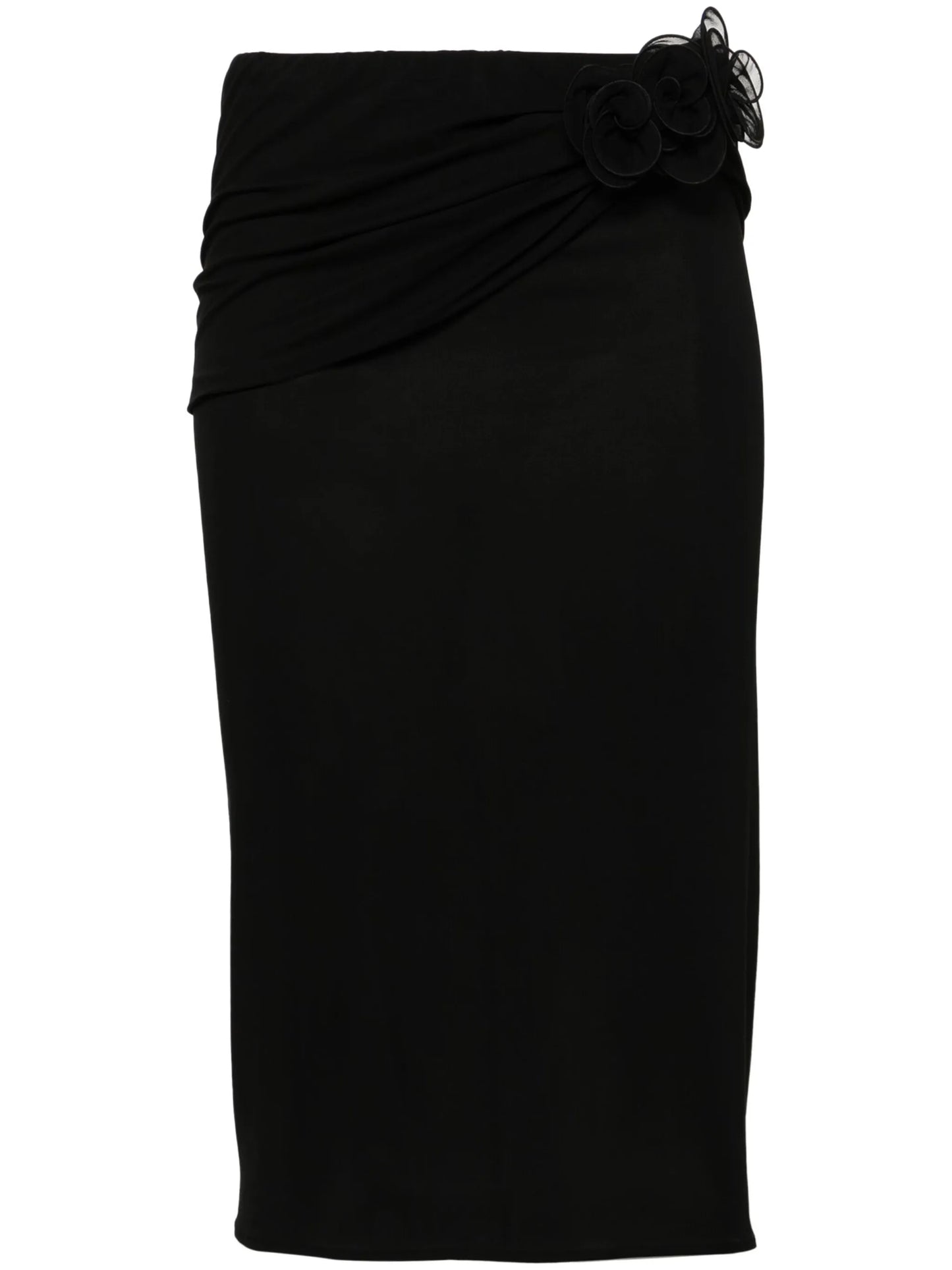 floral-appliqué pencil skirt