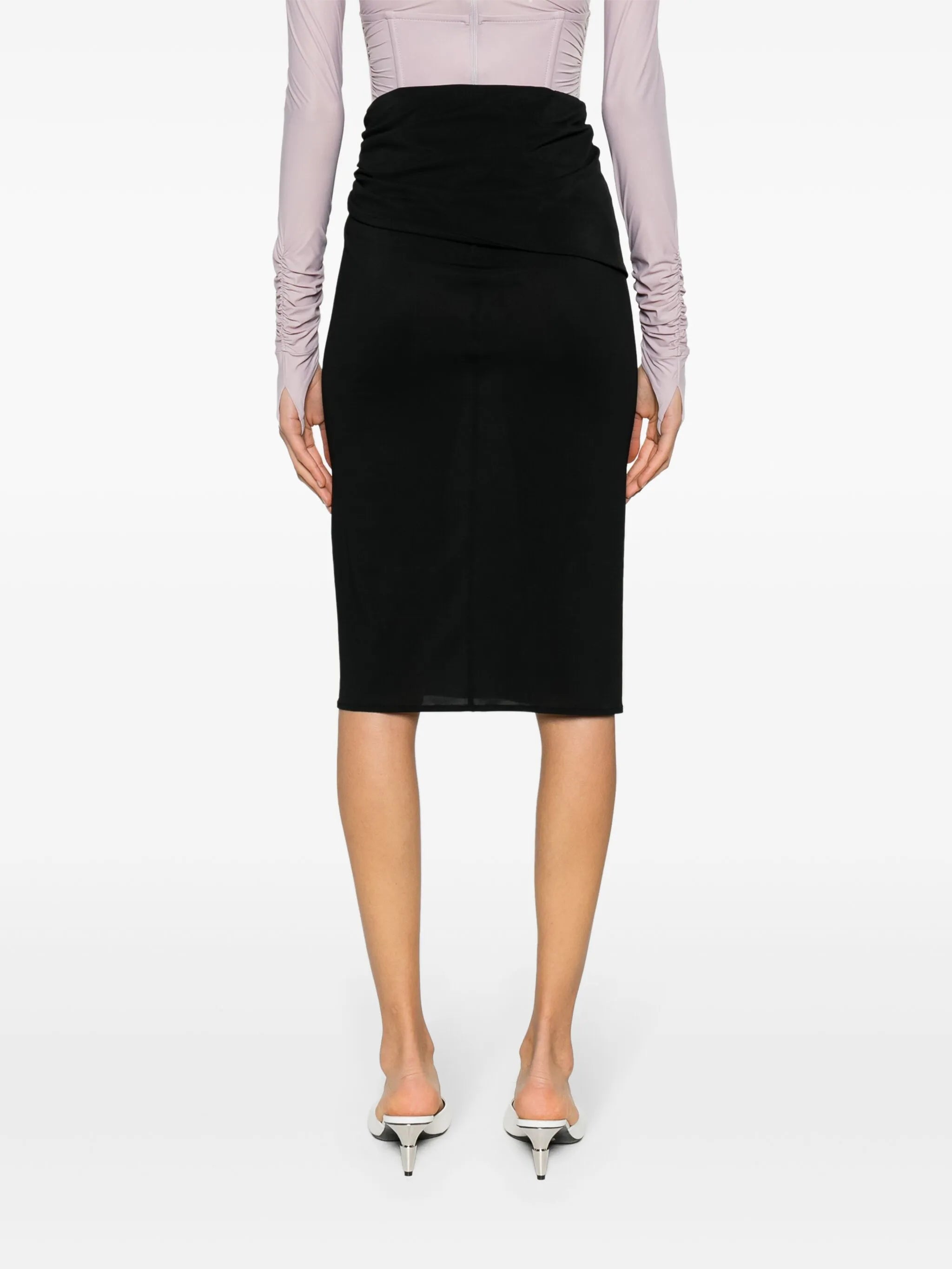 floral-appliqué pencil skirt