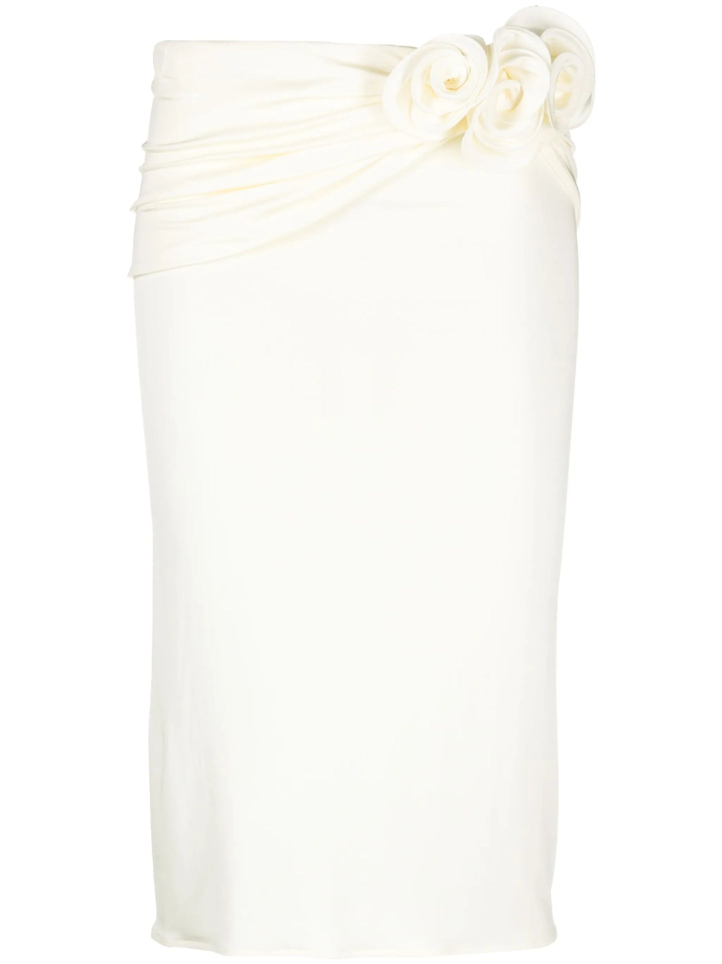 floral-appliqué pencil skirt