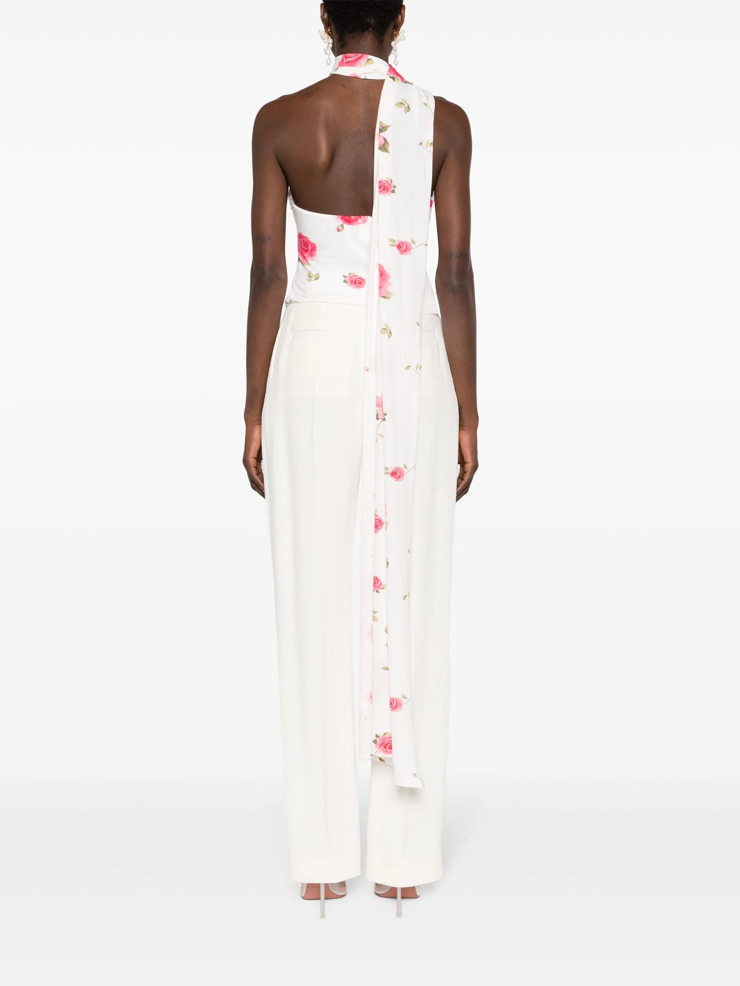 floral-print wrap-neck blouse