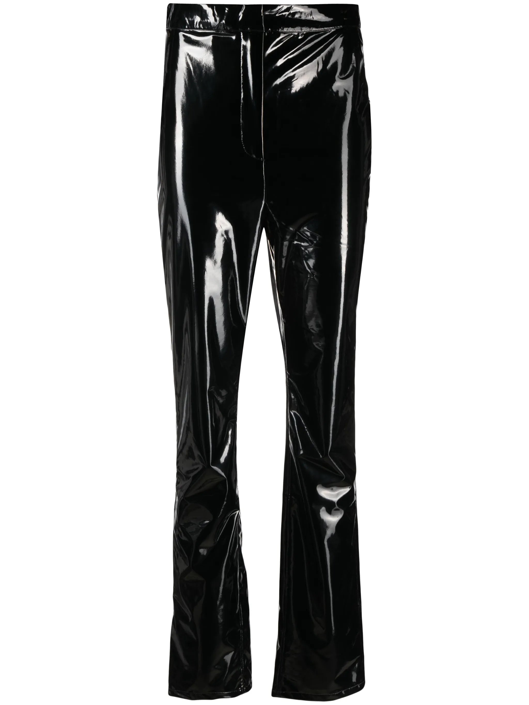 slim-leg patent trousers