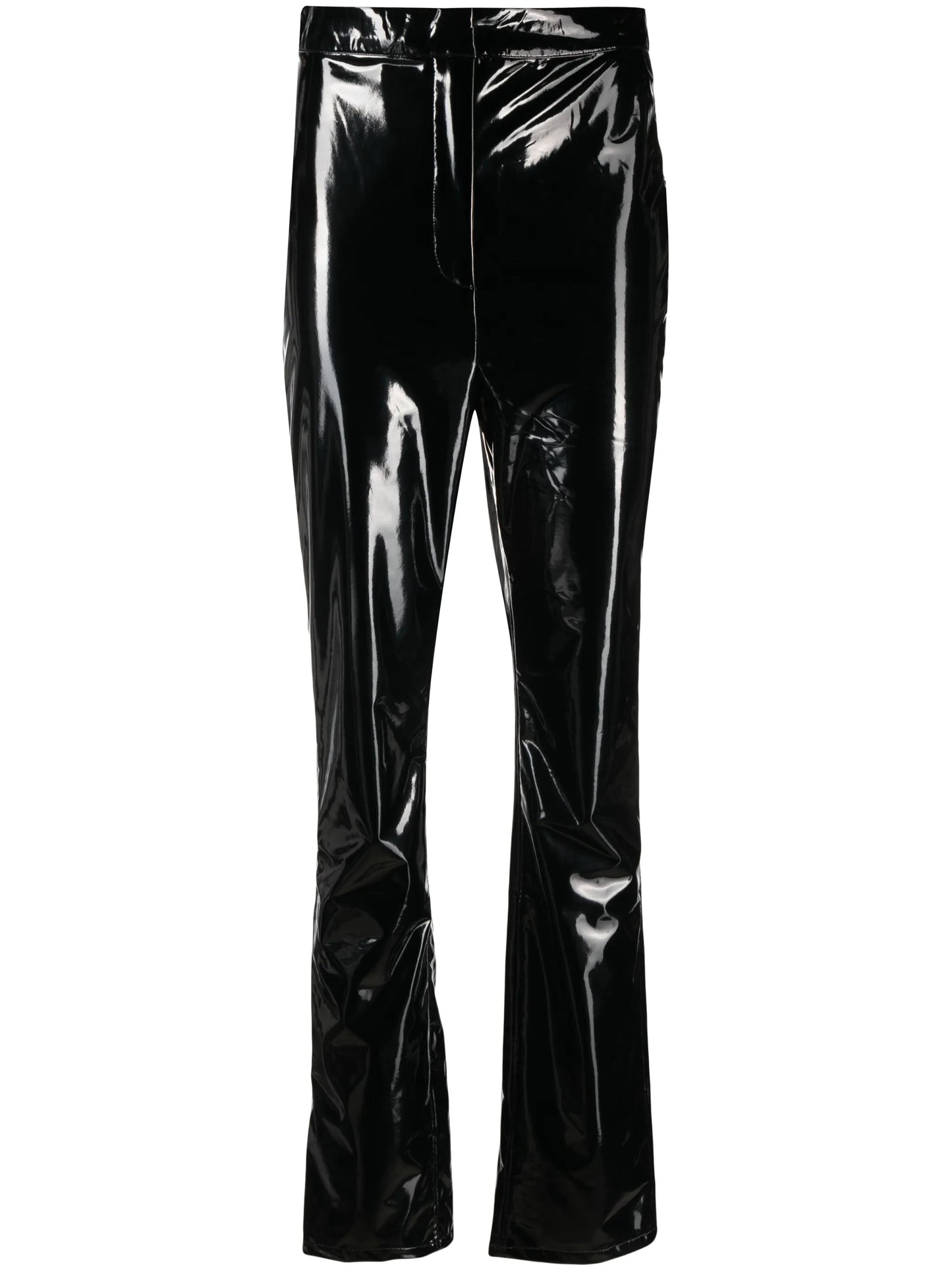 slim-leg patent trousers