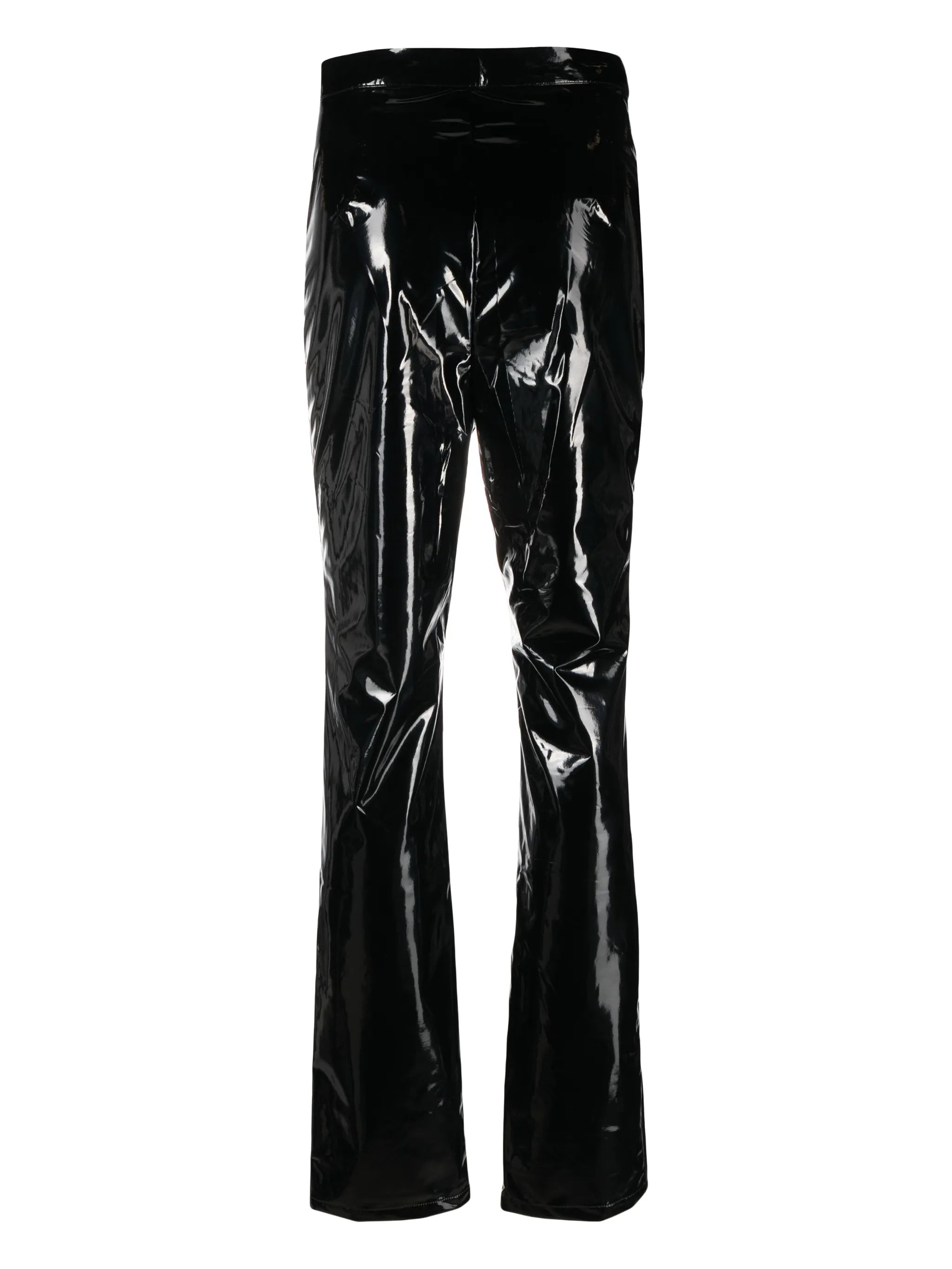 slim-leg patent trousers