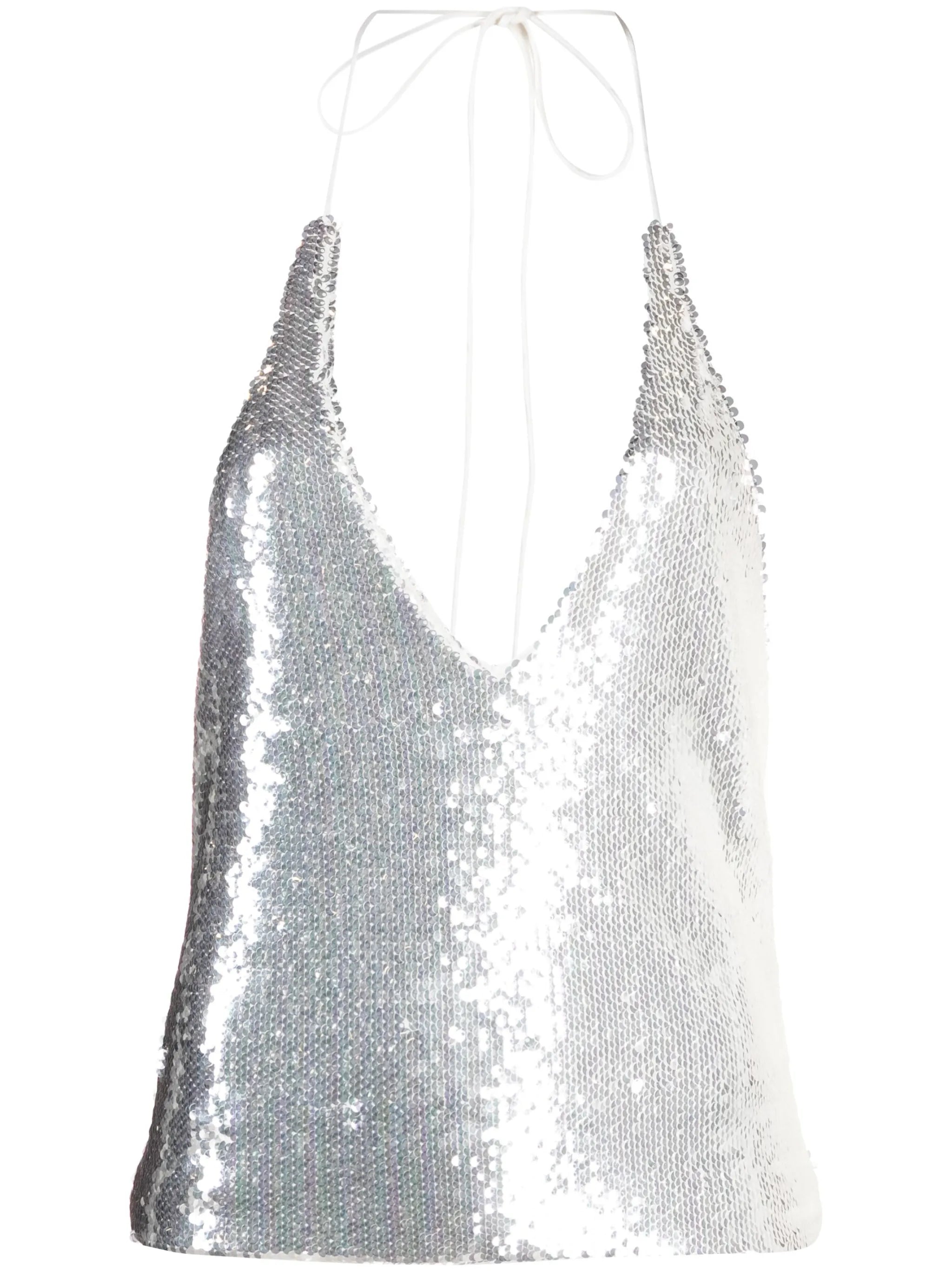 sequinned halterneck top