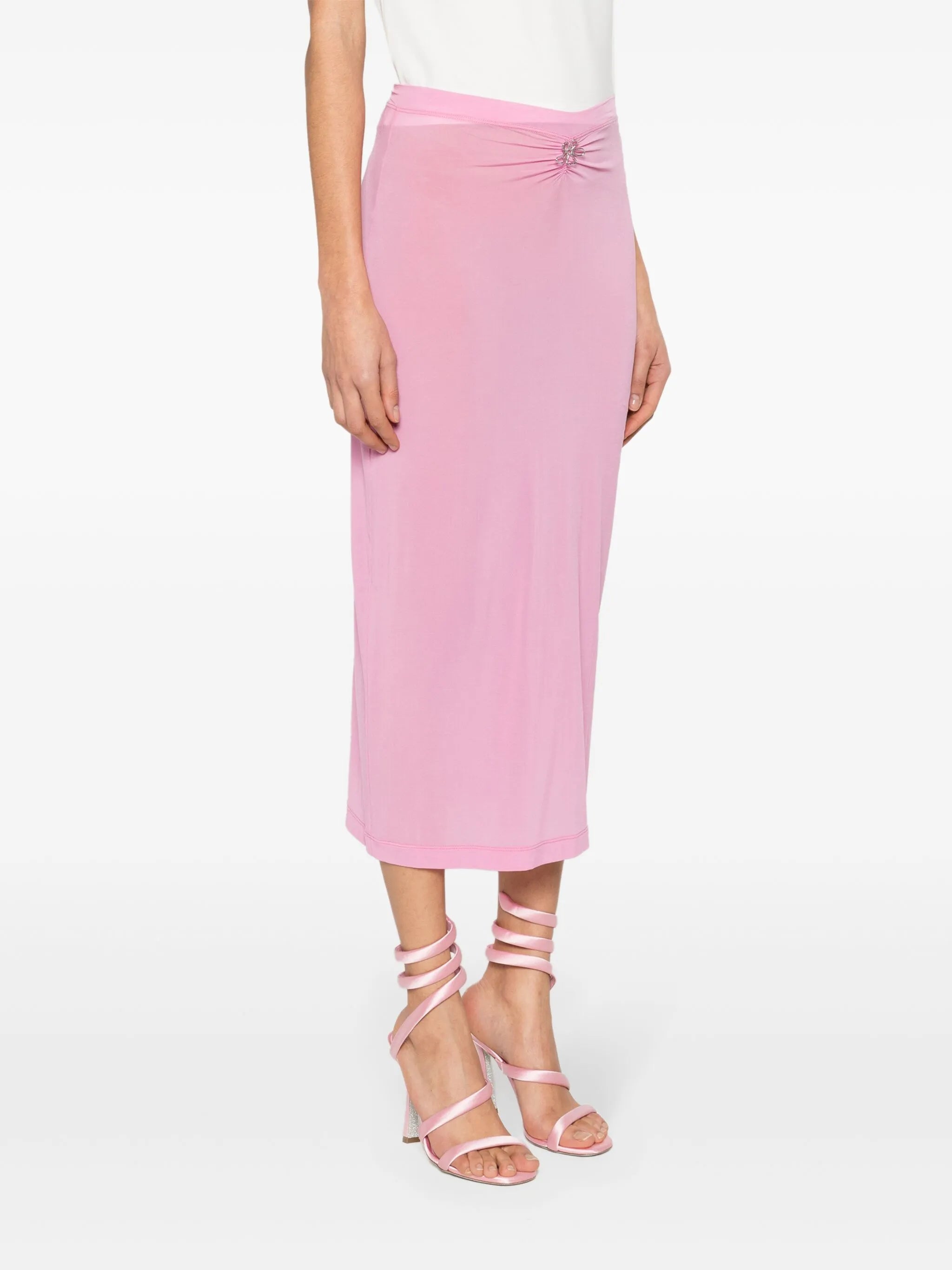 Over flower-charm midi skirt