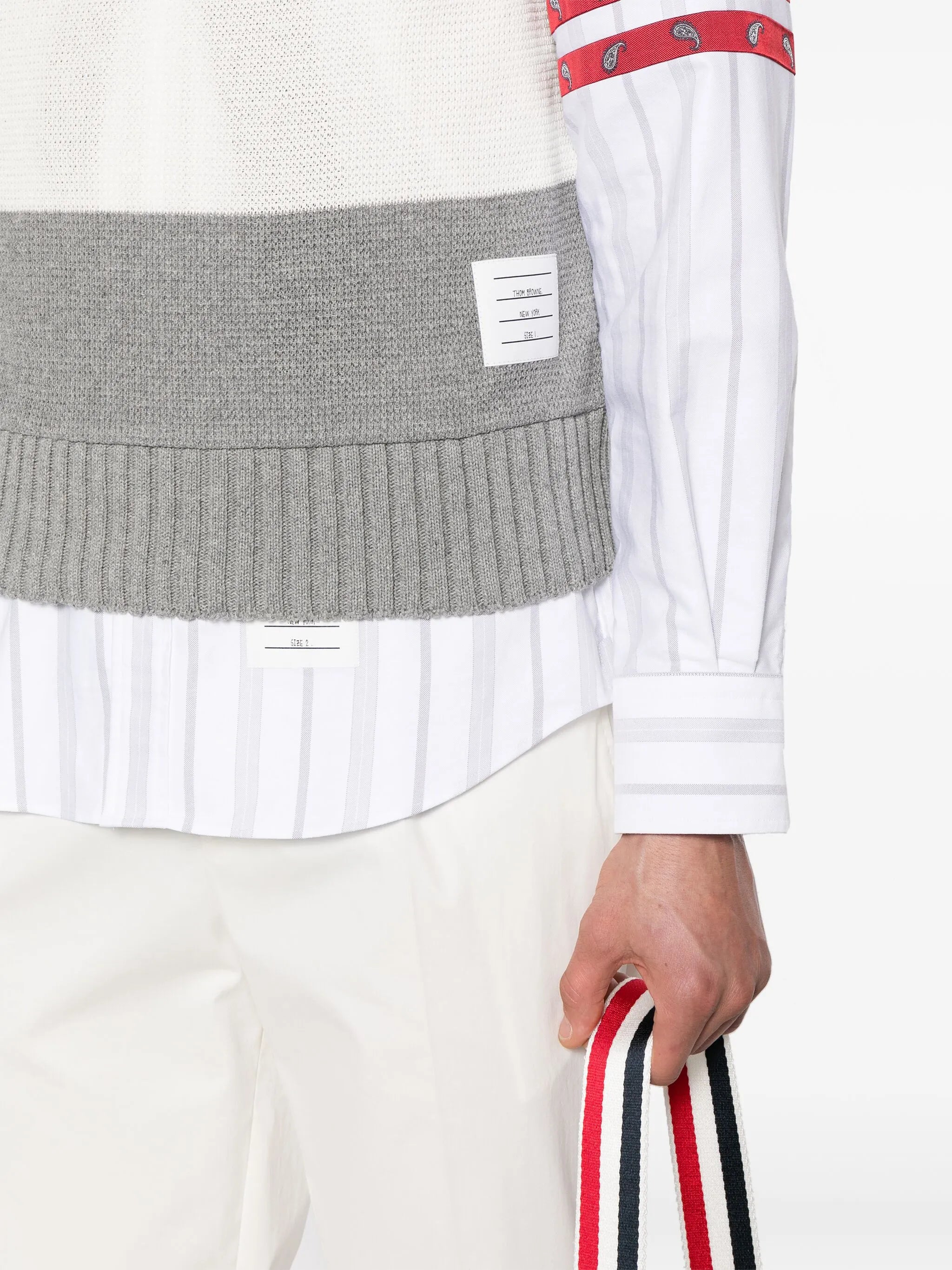 striped open-knit vest