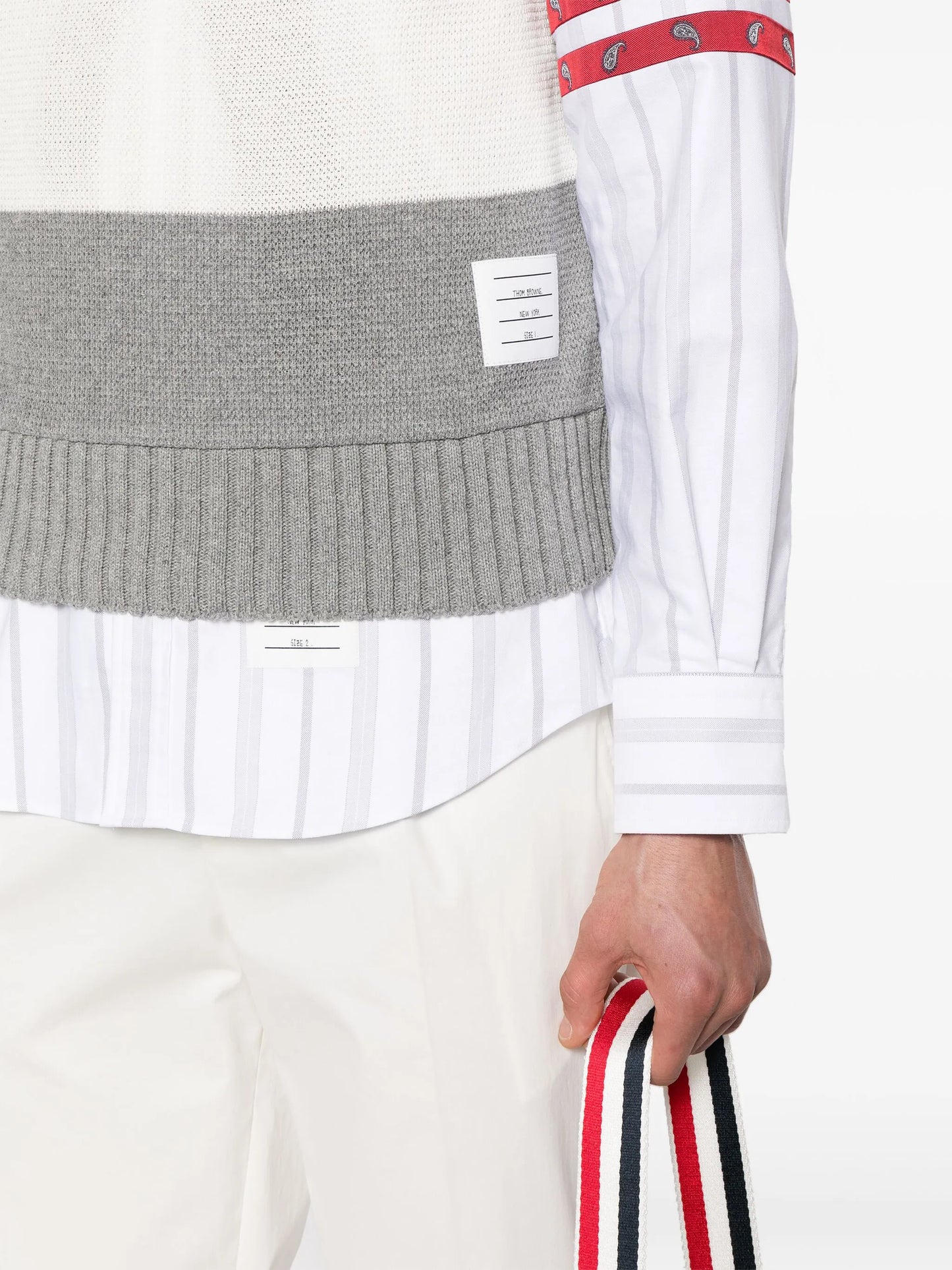 striped open-knit vest