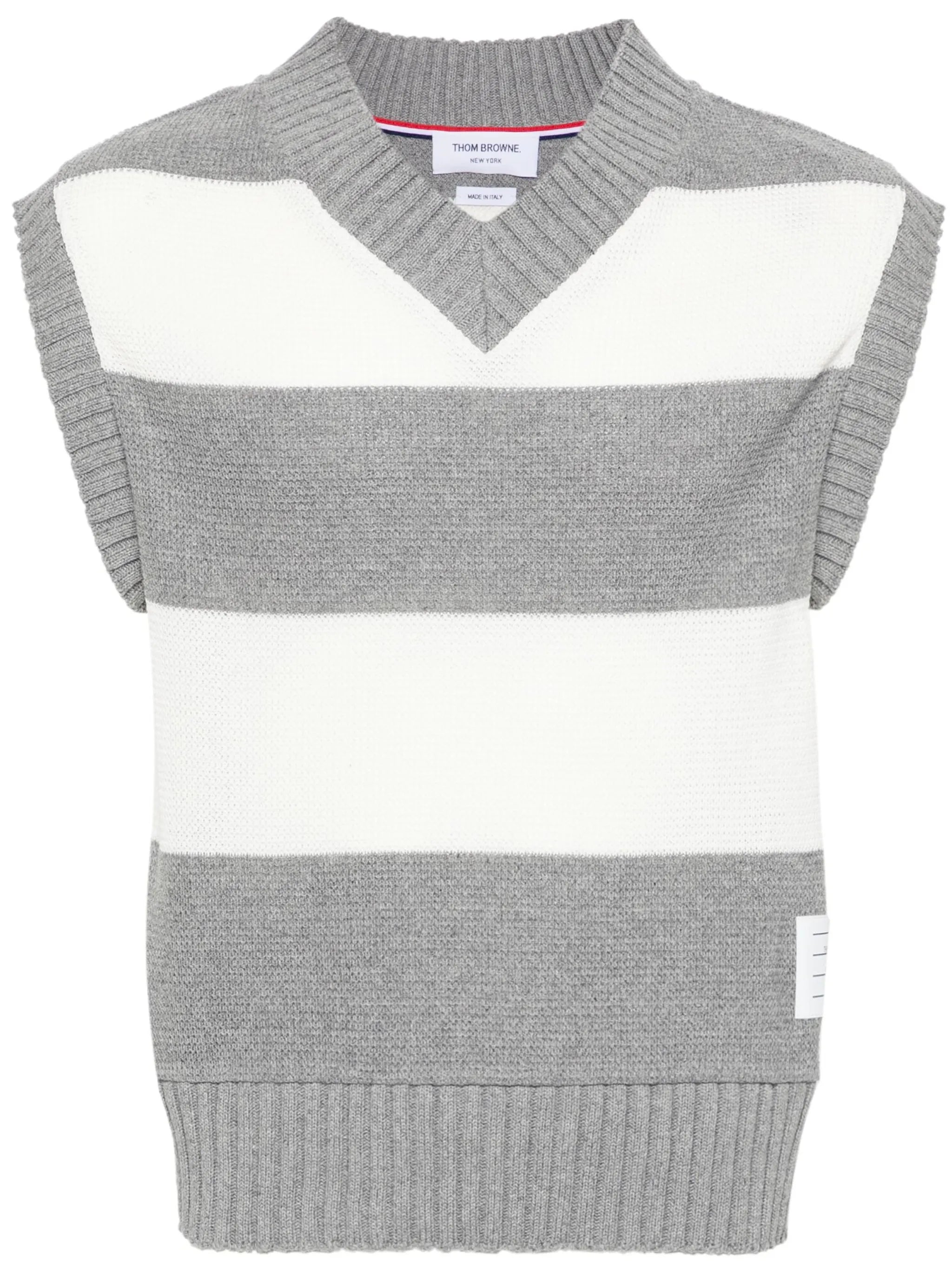 striped open-knit vest