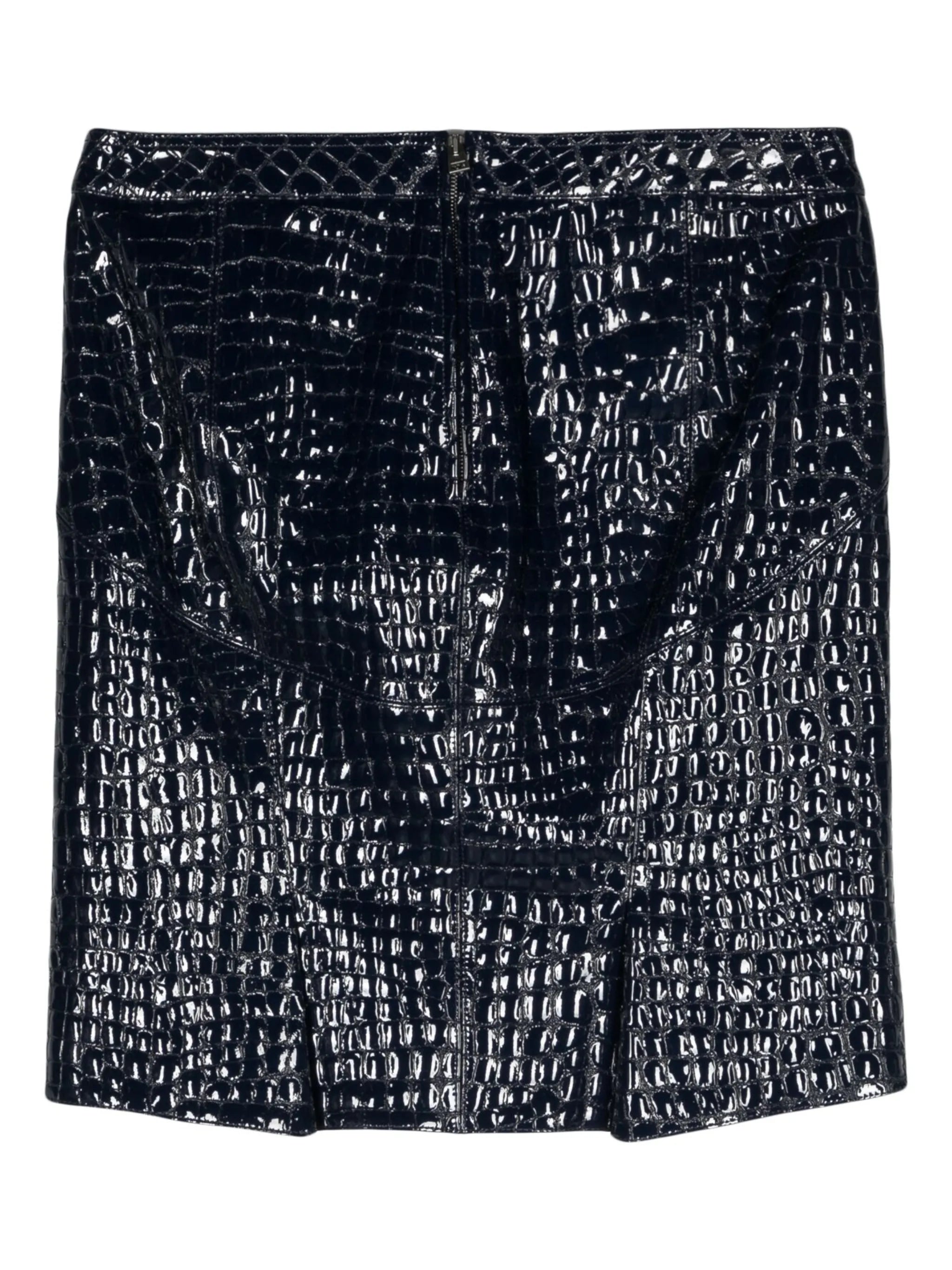 crocodile-embossed leather miniskirt
