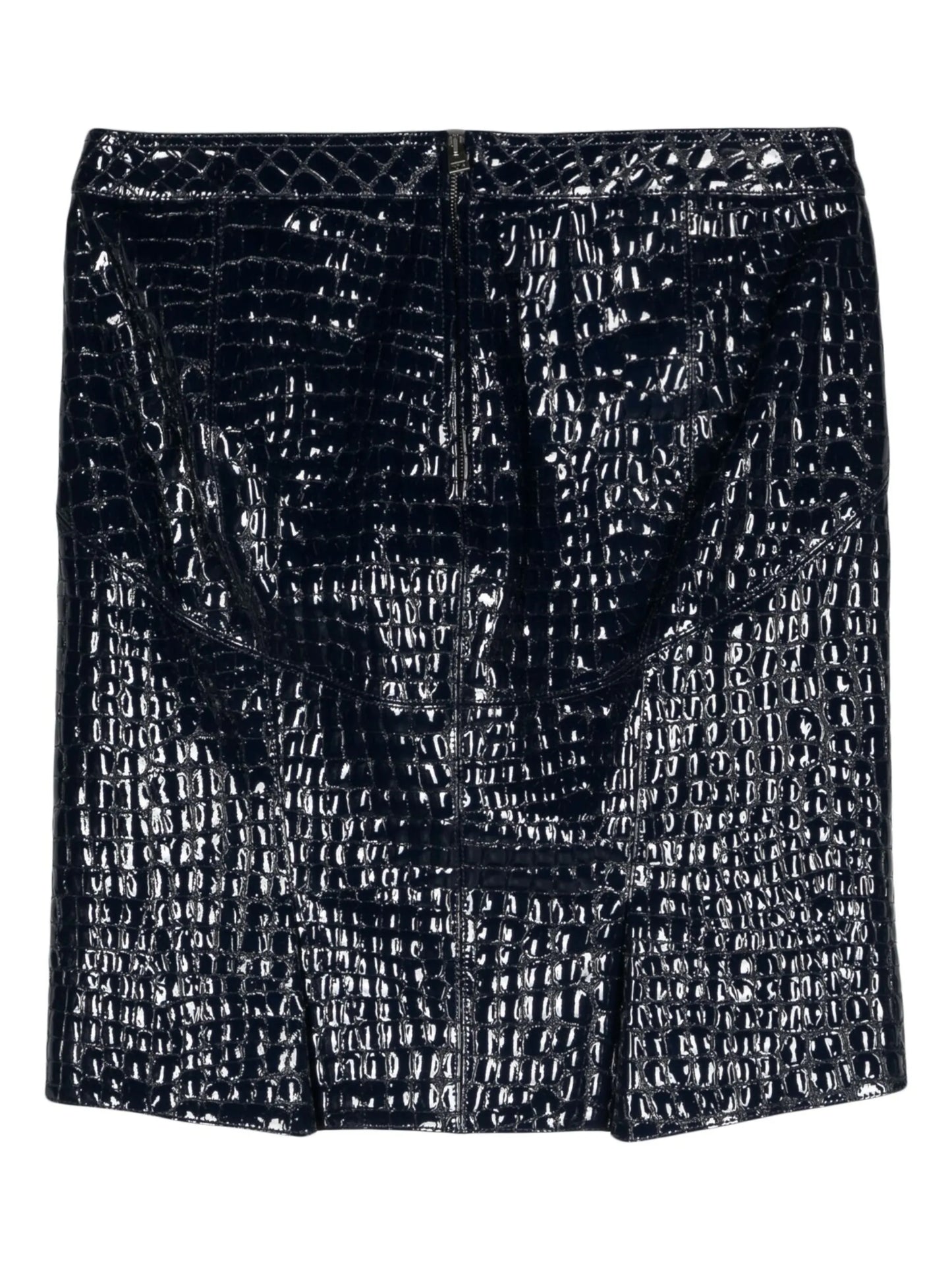 crocodile-embossed leather miniskirt