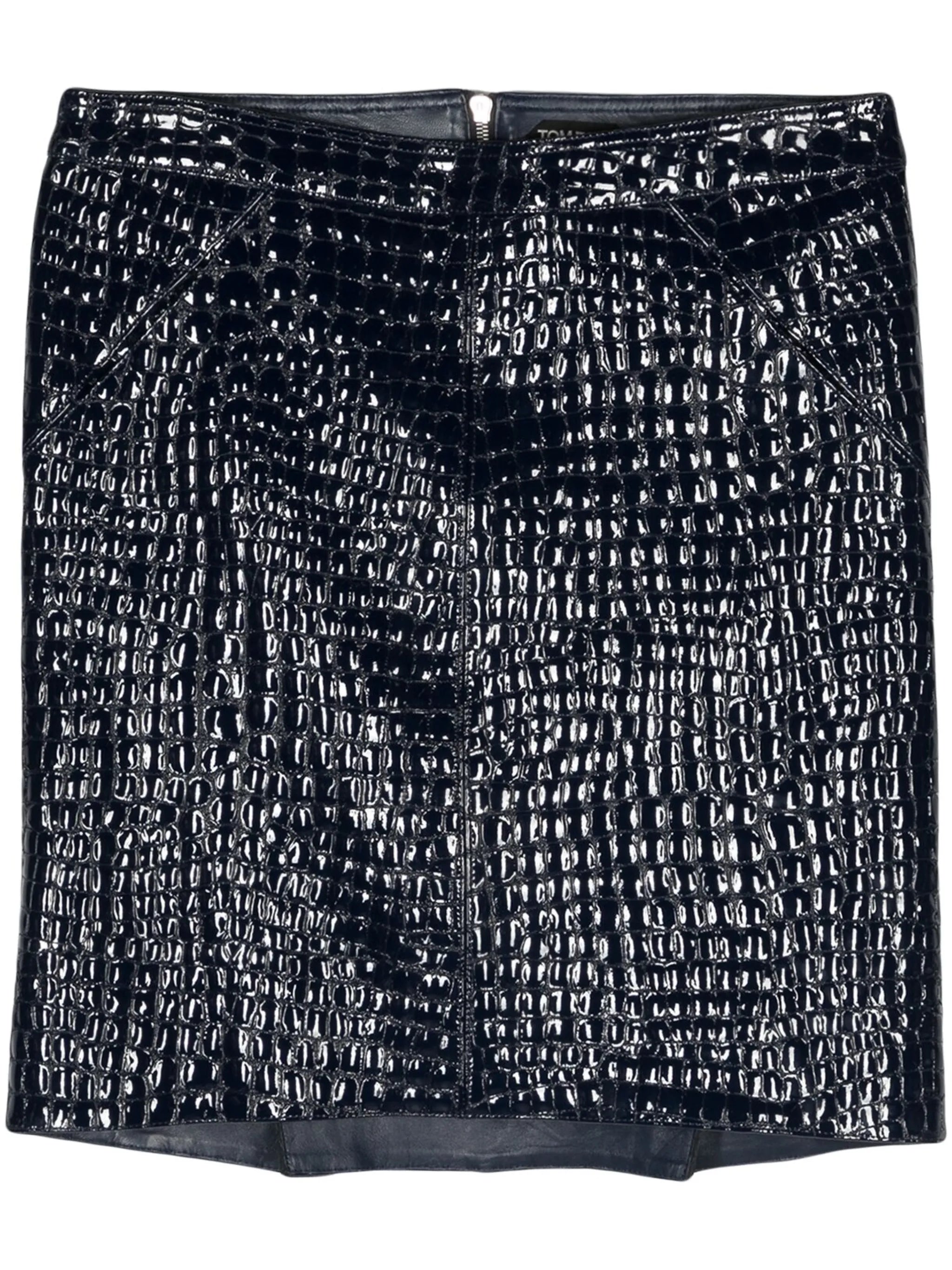 crocodile-embossed leather miniskirt