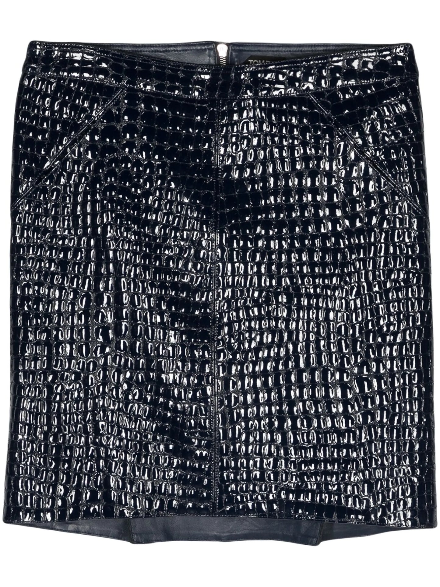 crocodile-embossed leather miniskirt