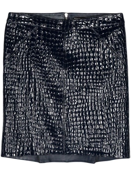 crocodile-embossed leather miniskirt