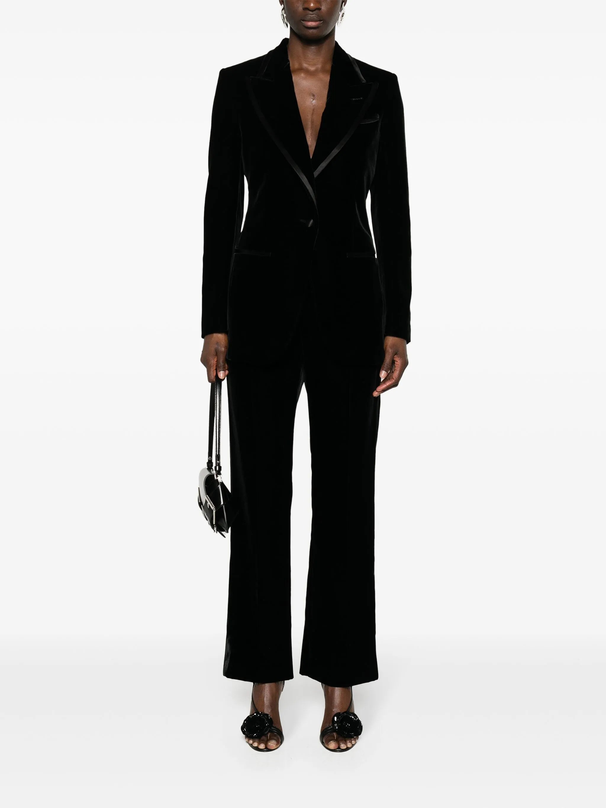 single-breasted velvet blazer