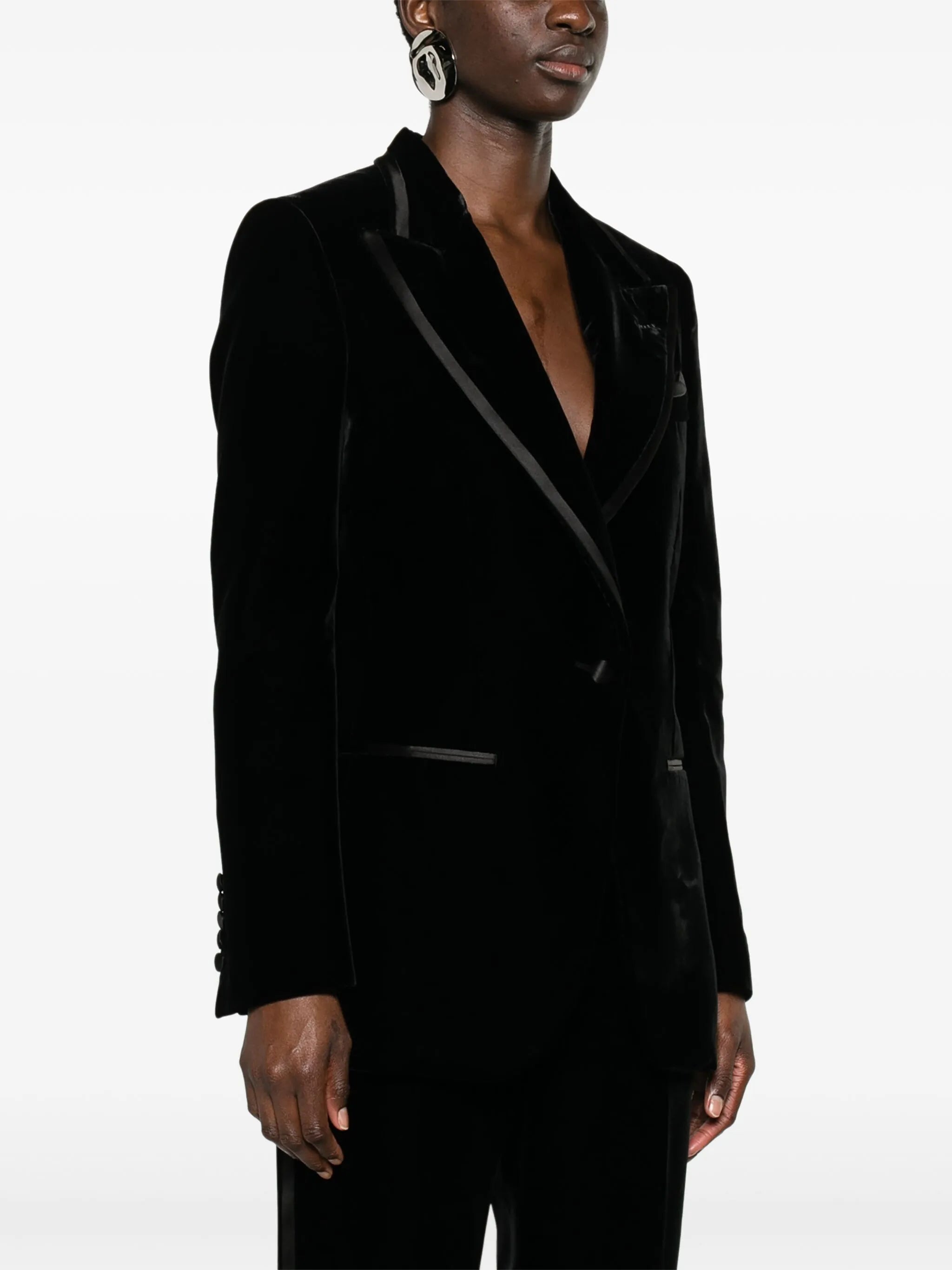 single-breasted velvet blazer