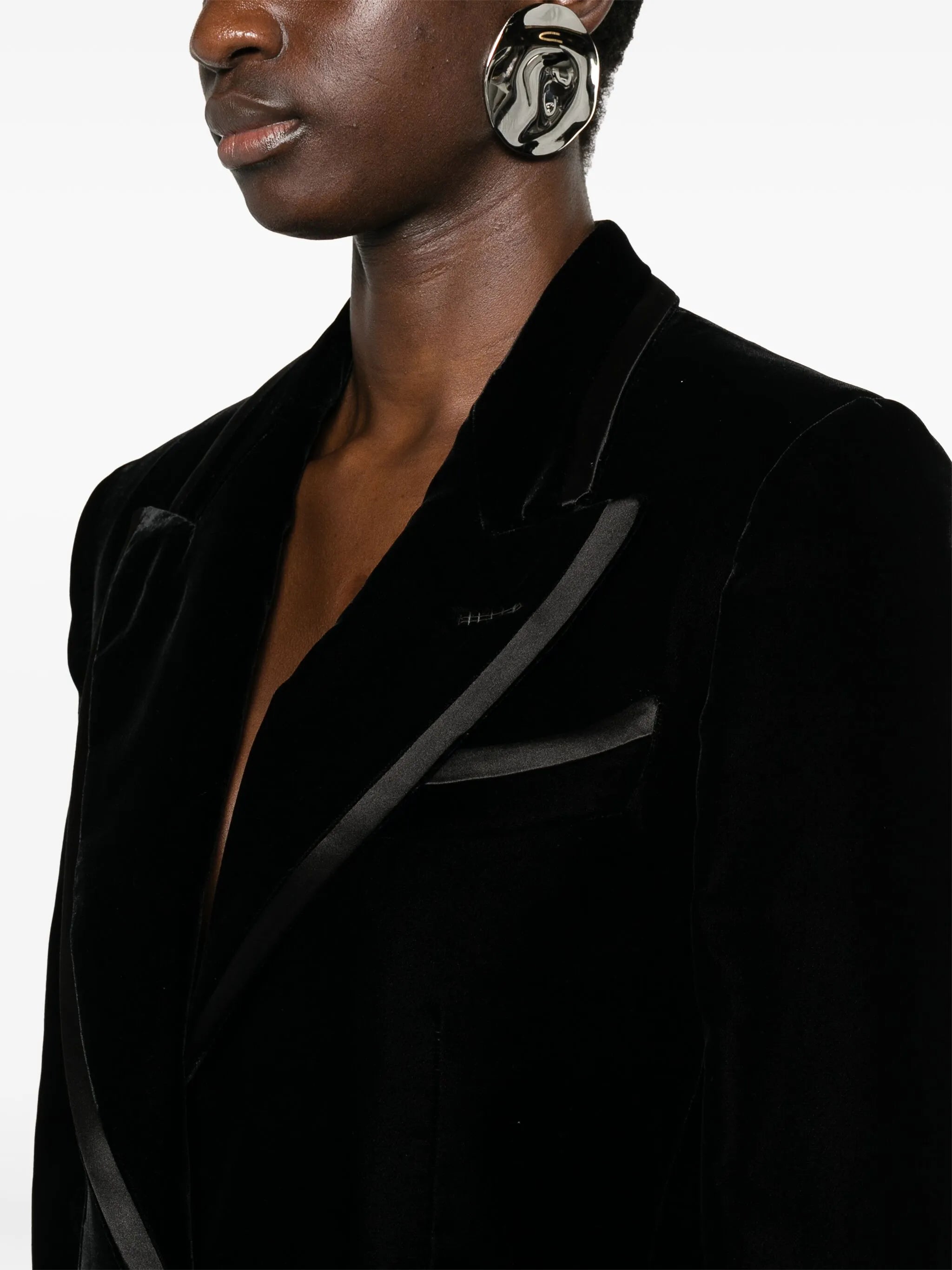 single-breasted velvet blazer