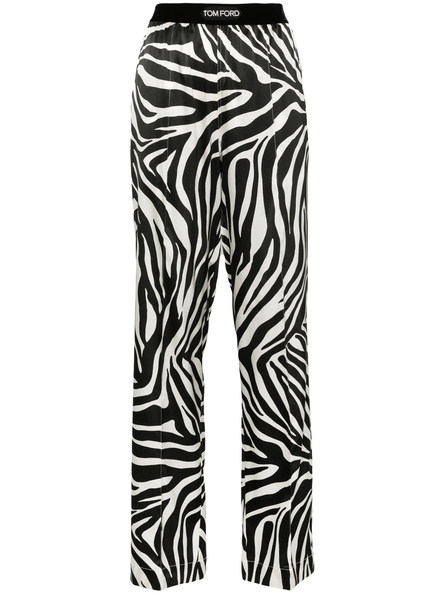 zebra-print silk trousers