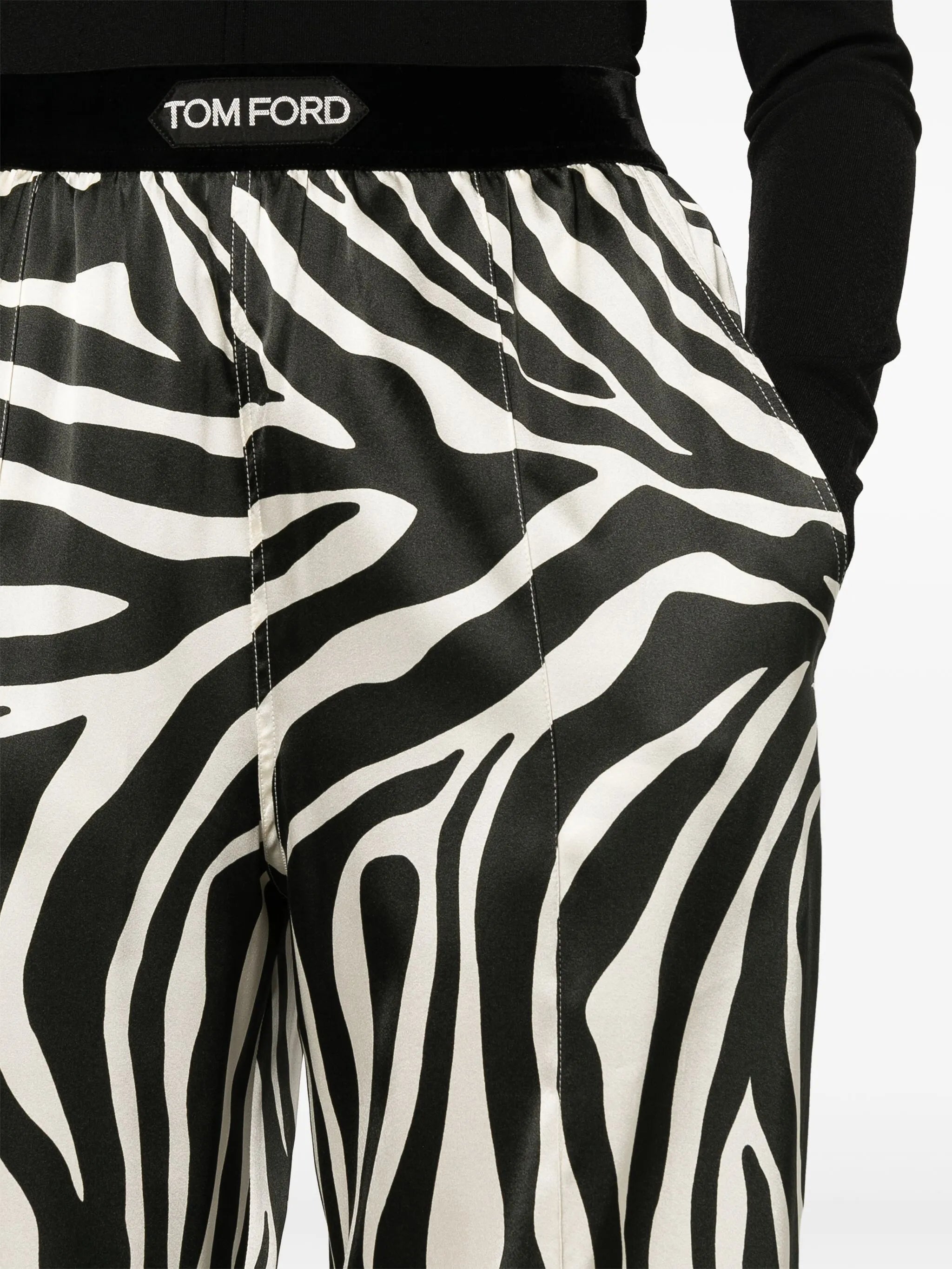 zebra-print silk trousers