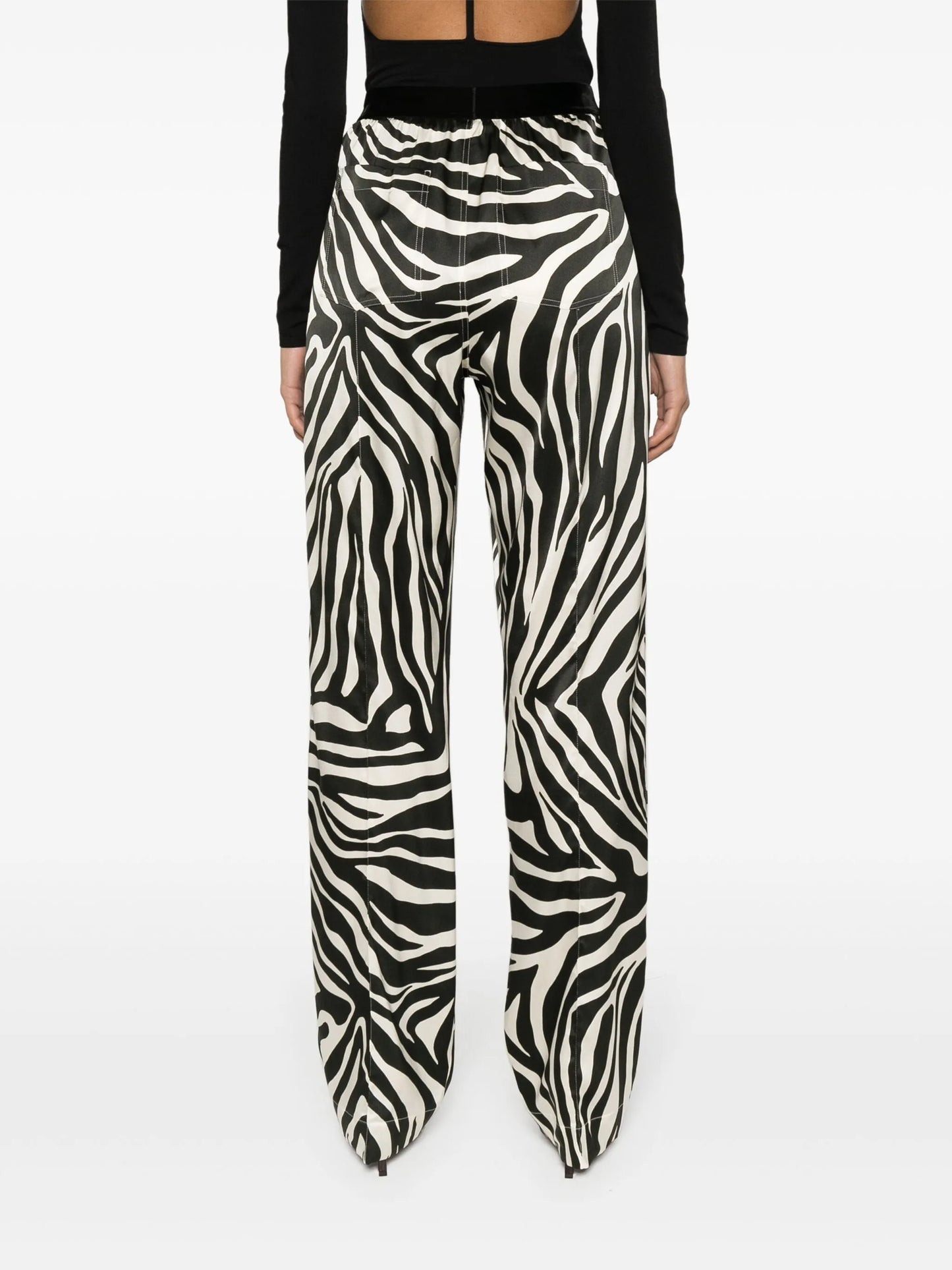 zebra-print silk trousers