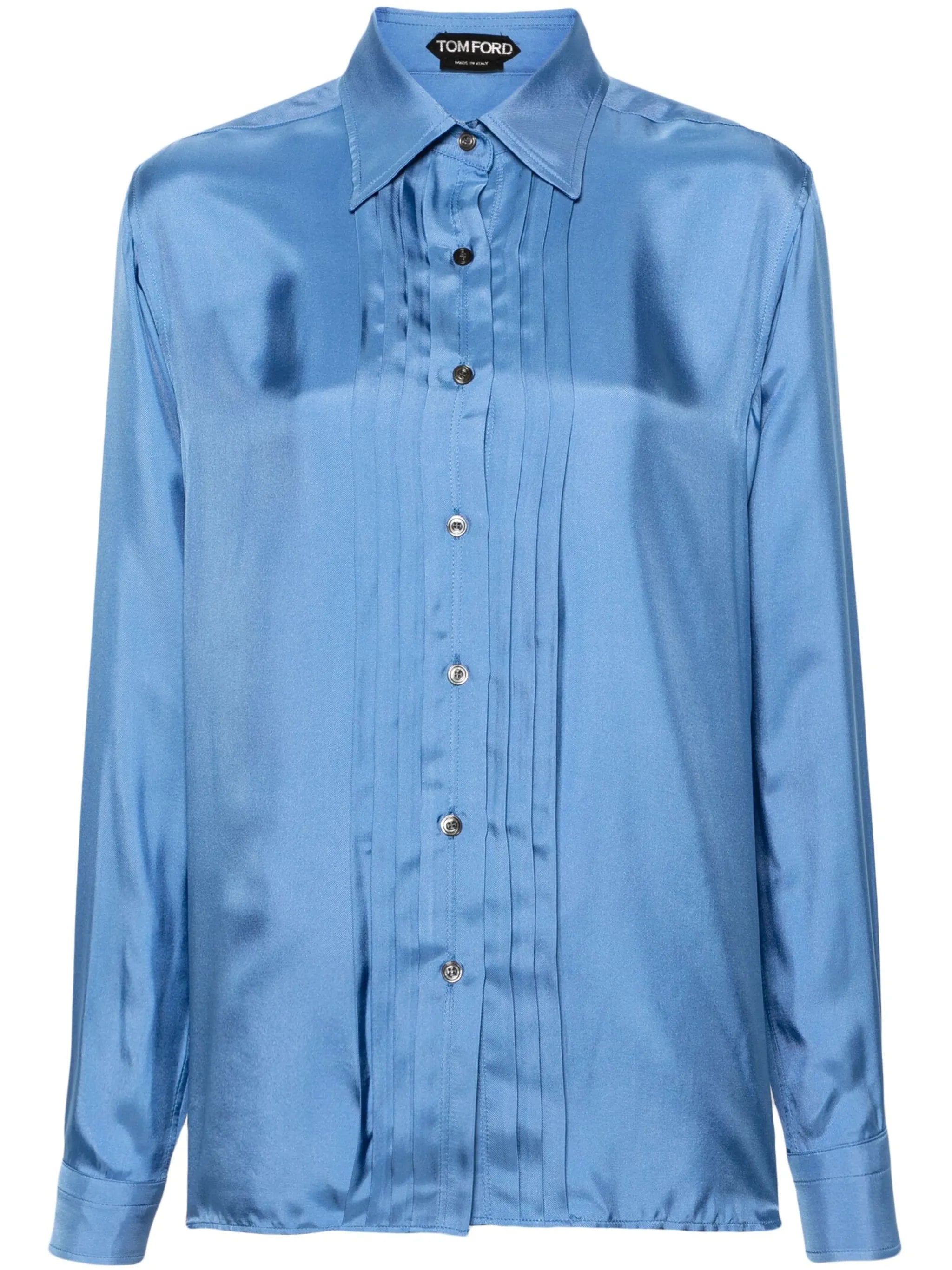 pleated satin shirt