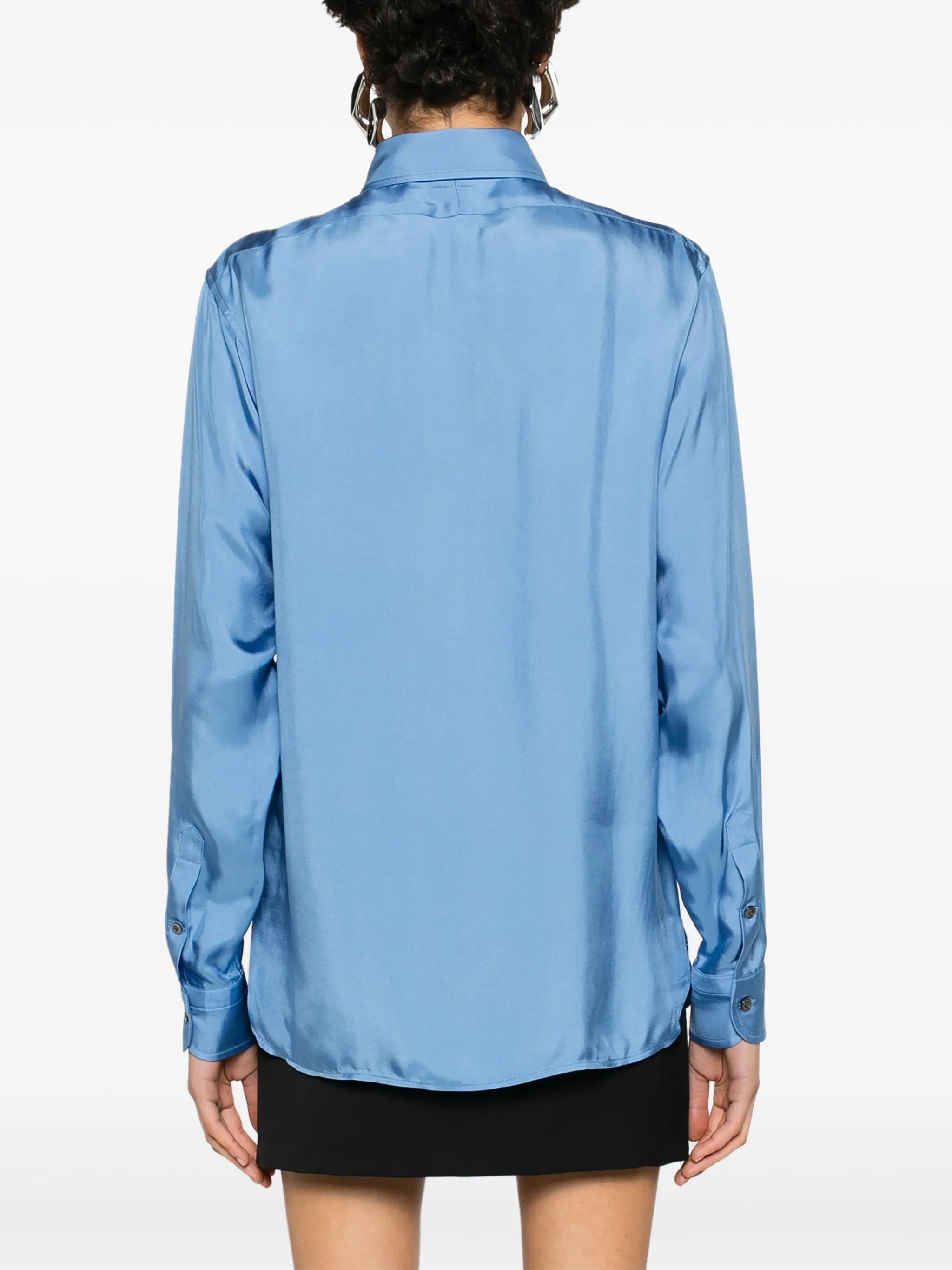pleated satin shirt
