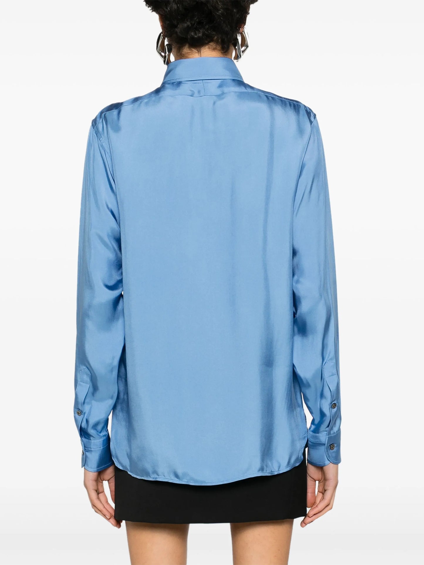 pleated satin shirt