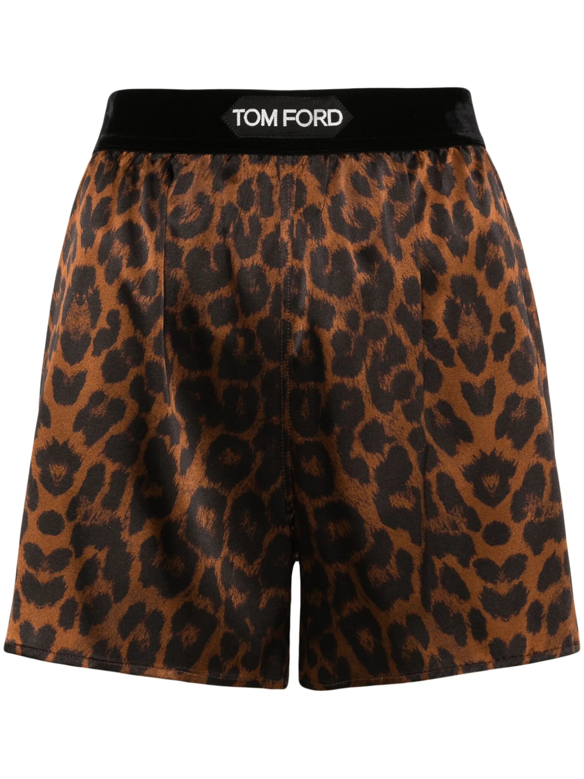 leopard-print silk shorts