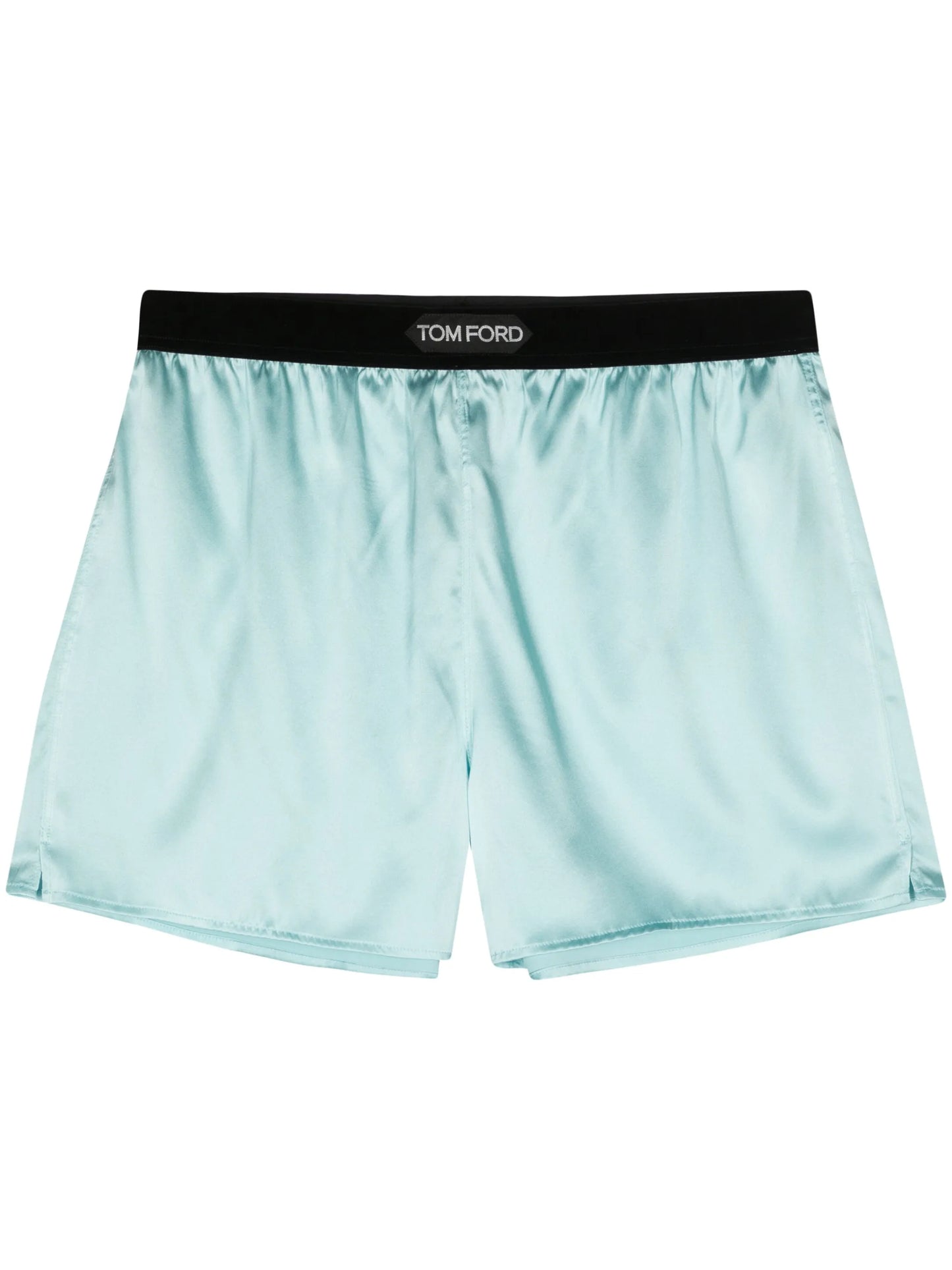 velvet-trim satin shorts