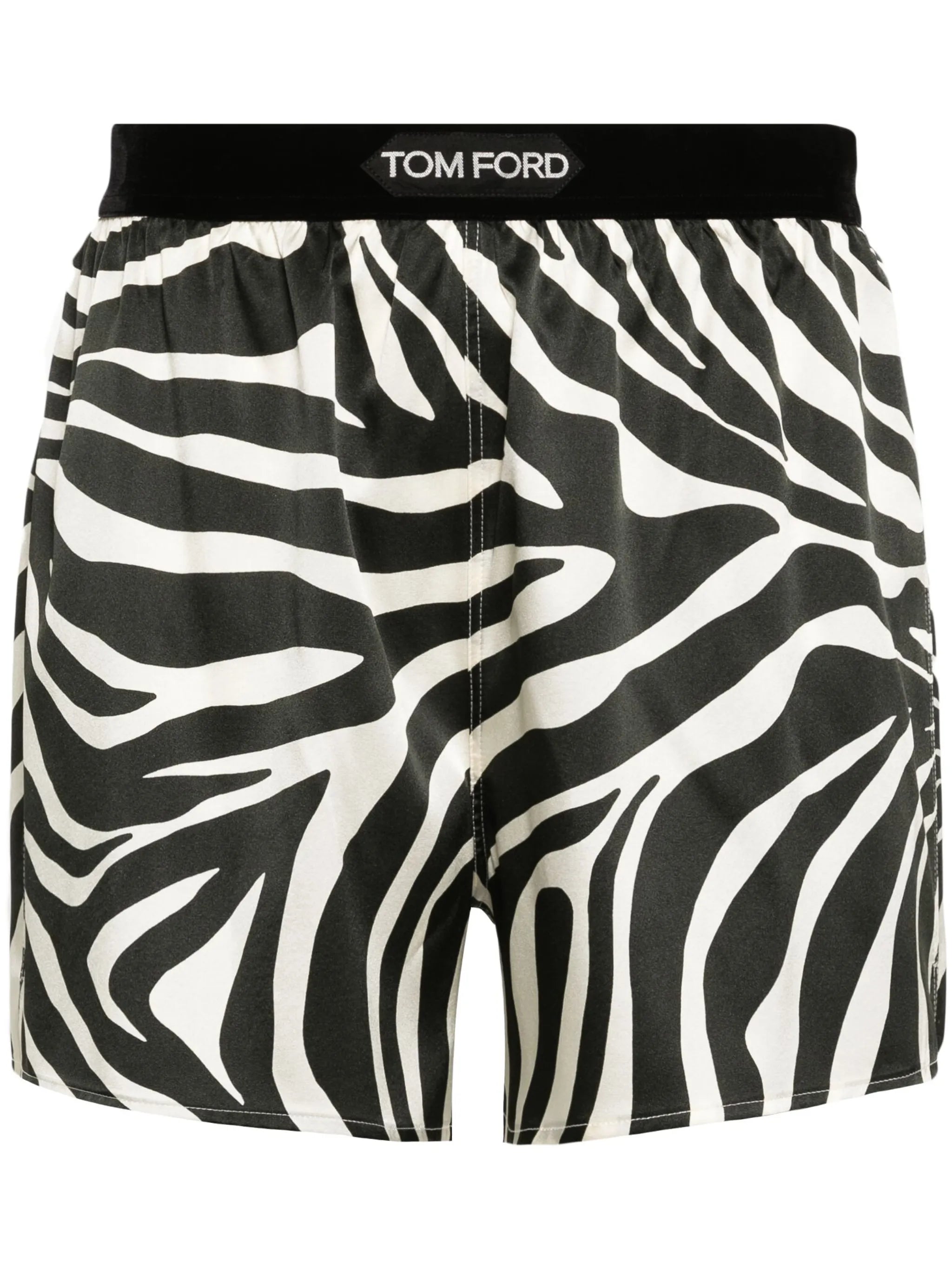 zebra-print satin shorts